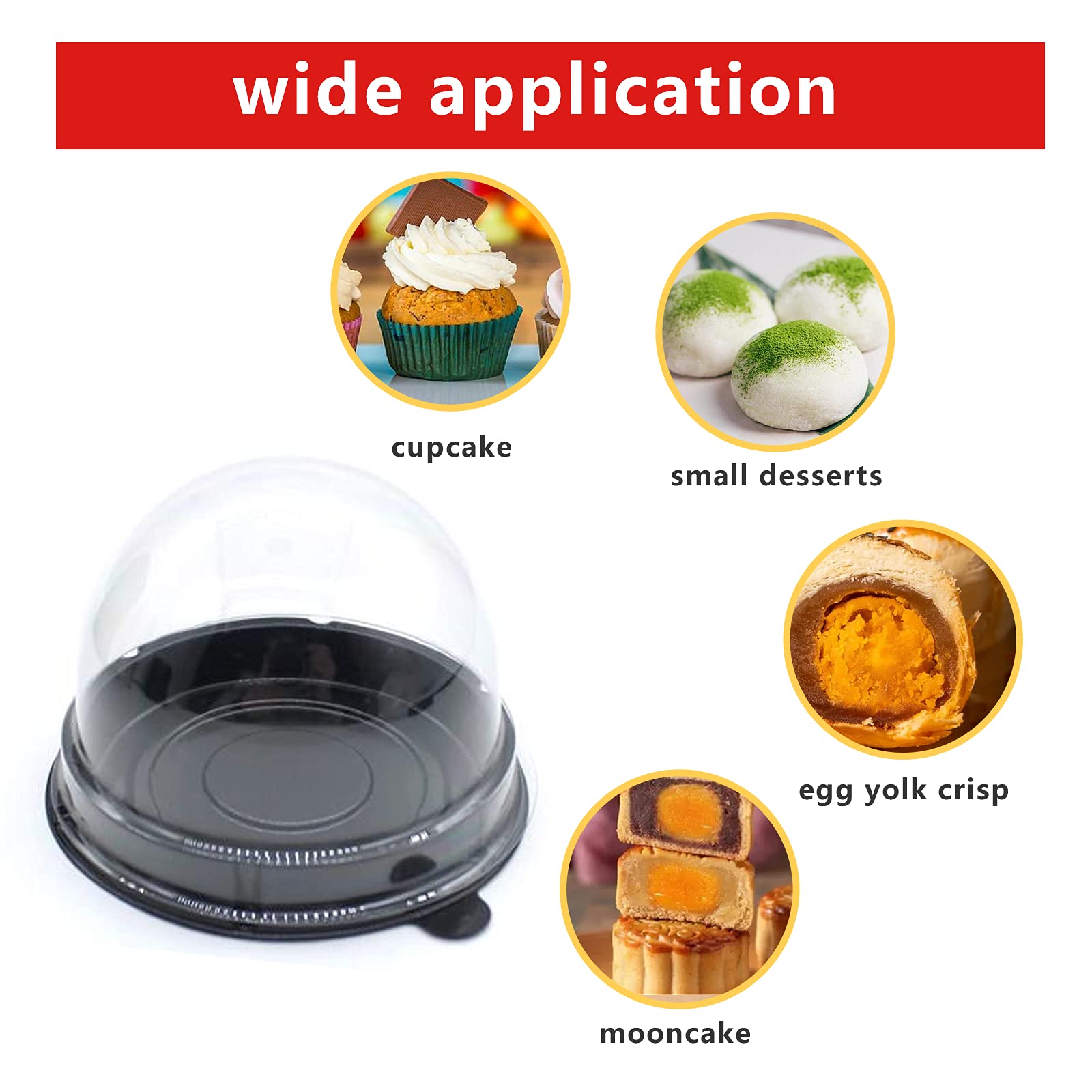 Clear Plastic Mini Cupcake Container, Mini Cupcake Boxes Mooncake Boxes Muffin Pod Clear Deep Dome,Plastic Disposable Stackable