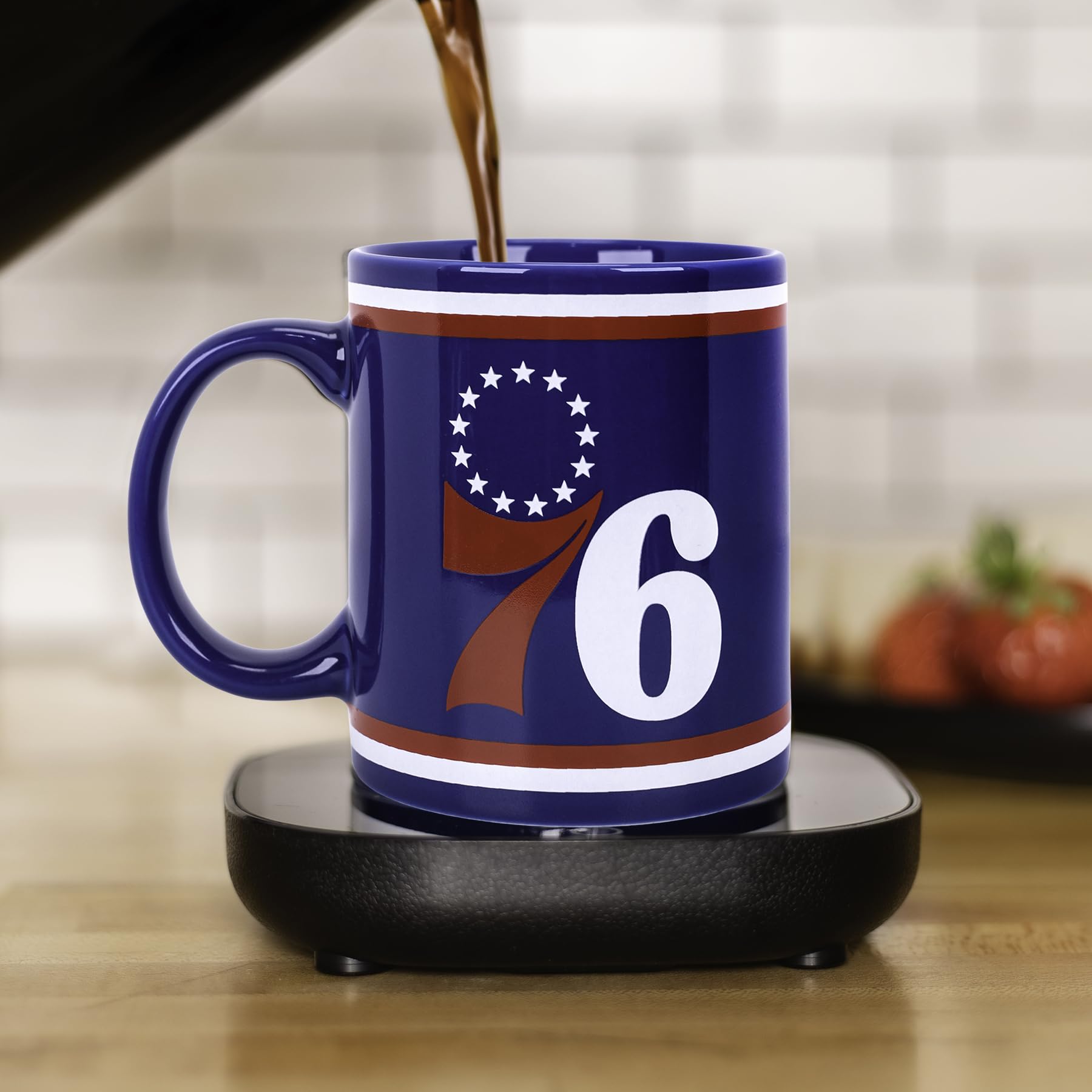 Uncanny Brands Nba Philadelphia 76Ers Logo Mug Warmer With Mug Keeps Your Favorite Beverage Warm - Auto Shut On/Off