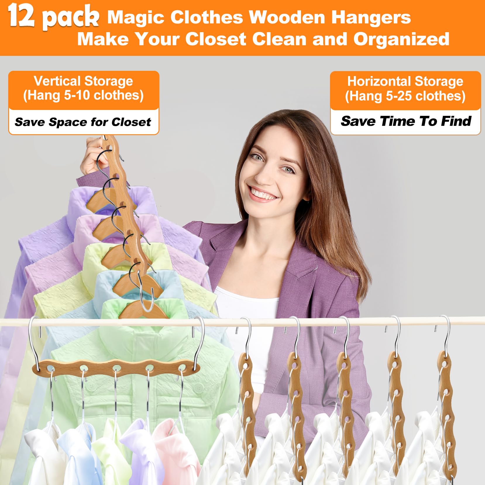 Heyhouse Closet Organizers And Storage,College Dorm Room Essentials,Multifunctional Closet Organizer Magic Space Saving Hangers