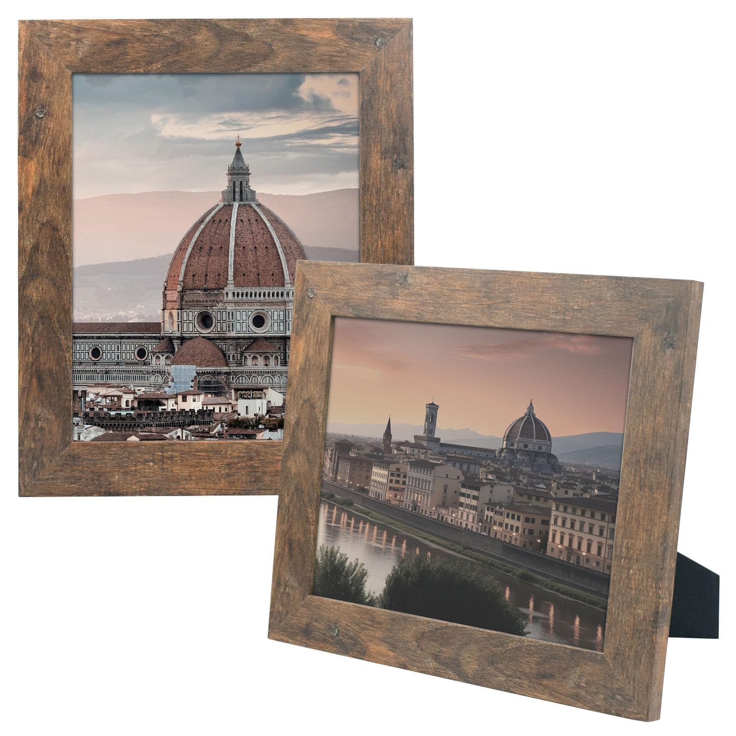 Golden State Art, 8x10 Picture Frame - Country Wood Grain Style - Tabletop Display, Back Hangers for Wall Display - Great for Ph