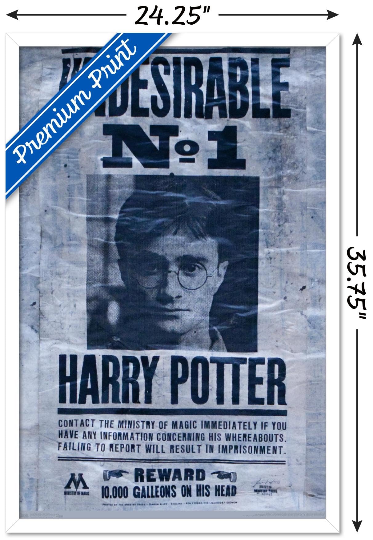 Trends International Harry Potter Undesirable Wall Poster, 22.375" x 34", White Framed, Paper, Model FR17575WHT22X34