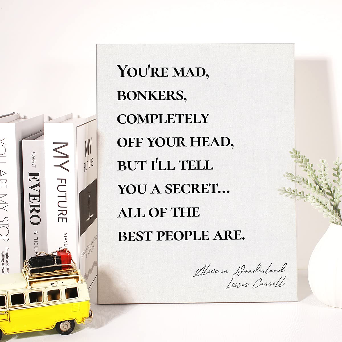 Canvas Wall Art Inspirational Alice In Wonderland Quote YouRe Mad Bonkers Canvas Print Positive Canvas Painting Home Bedroom Wa