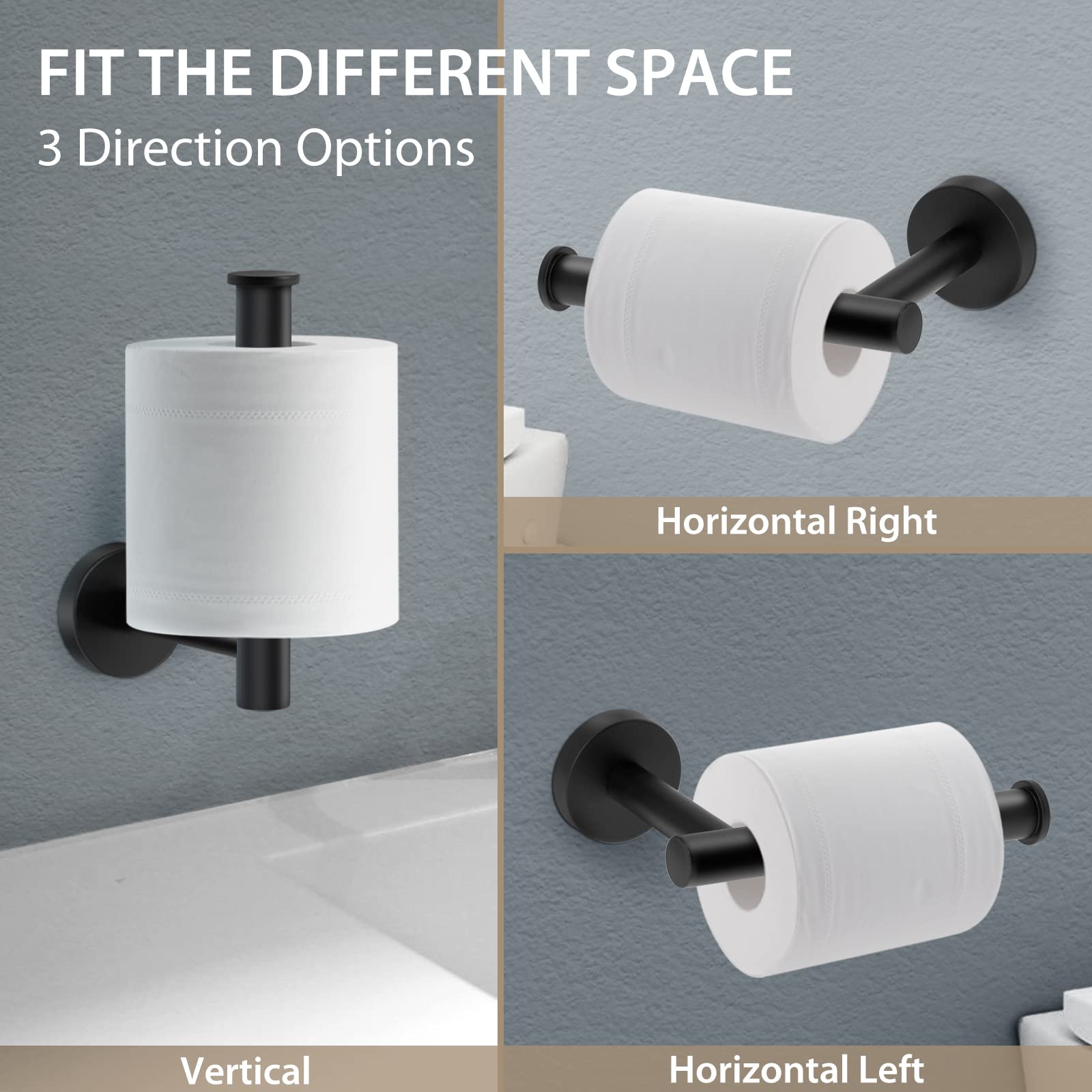 Layuki Toilet Paper Holder, Toilet Paper Roll Holder, Toilet Tissue Holder, Matte Black, Wall Mount, Sus304 Stainless Steel,Upgr
