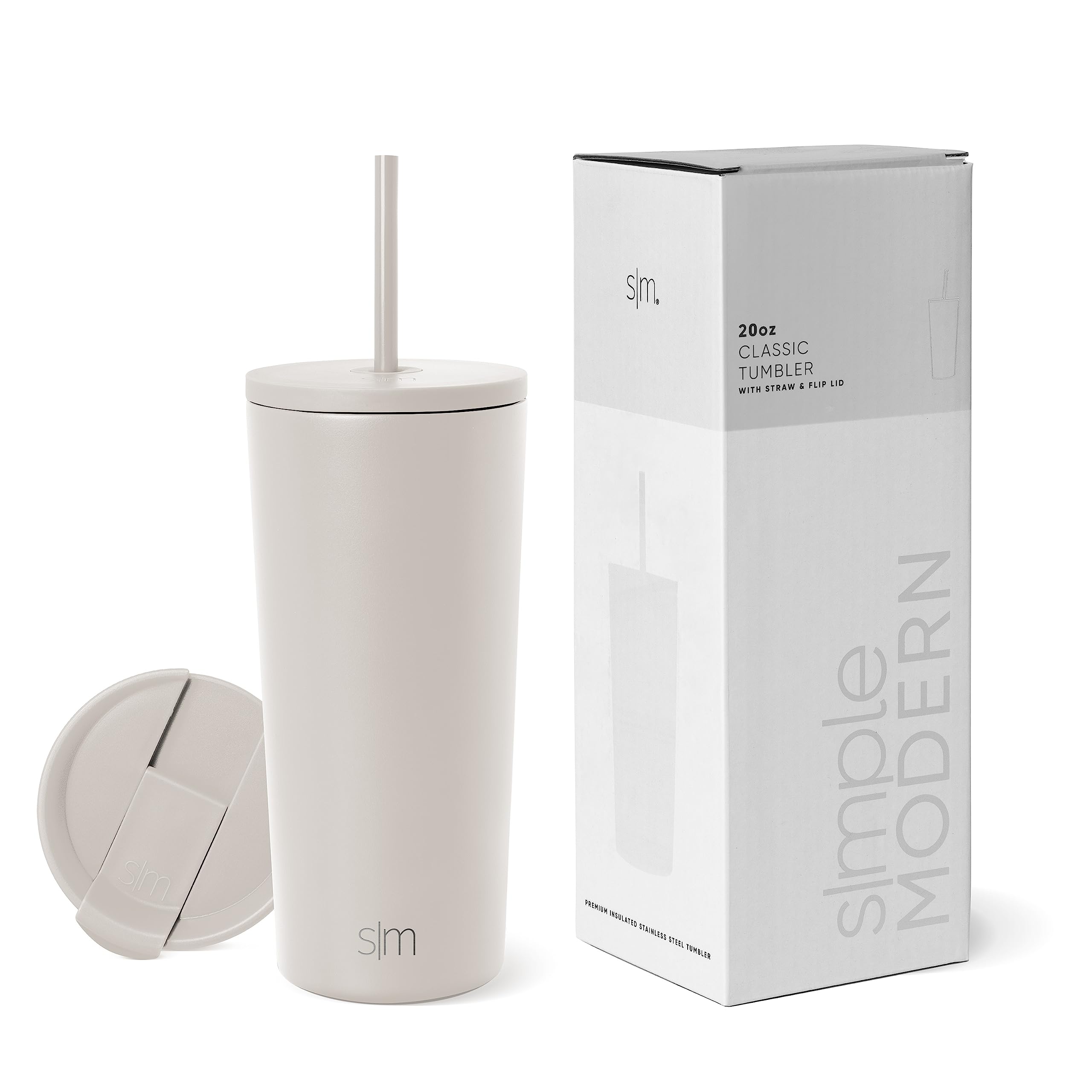 Simple Modern Insulated Tumbler With Lid And Straw | Iced Coffee Cup Reusable Stainless Steel Water Bottle Travel Mug | Gifts Fo