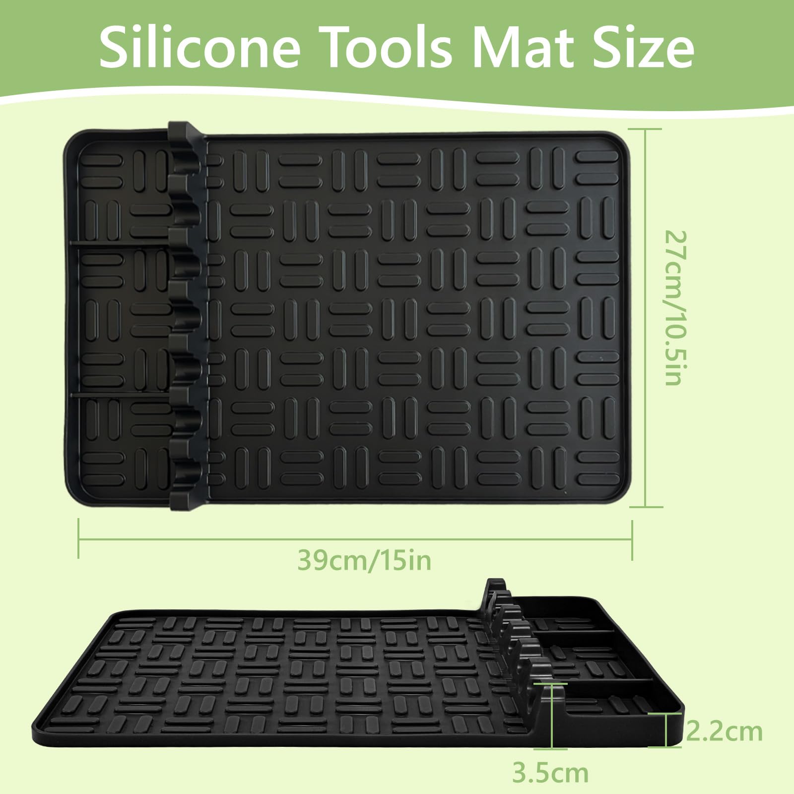 Pet Baby 2Pcs Silicone Griddle Tools Mat, Large Spatula Mat With Drip Pad Griddle Silicone Mat Side Shelf Mat For Grill Bbq Grid