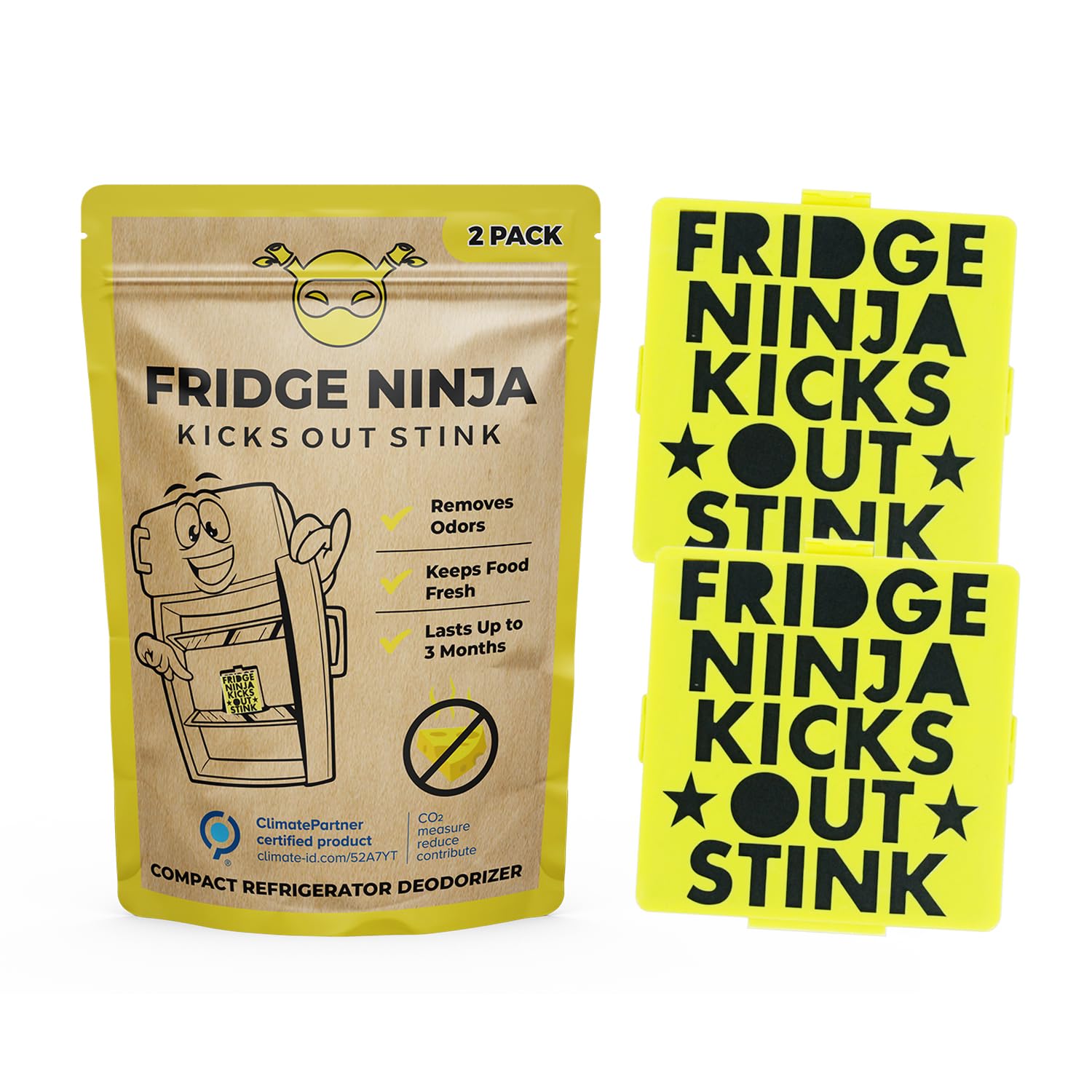 Fridge Ninja Compact Fridge Deodorizer (2 Pack) - More Effective Than Baking Soda - Compact Size Refrigerator Deodorizer Made Of