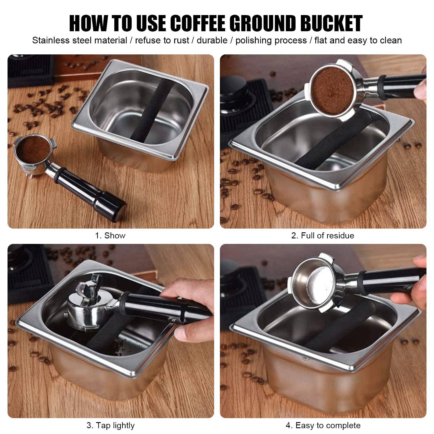 Mysenlan Coffee Knock Box, Stainless Steel Coffee Knock Box,Spresso Knock Box Stainless Steel,Tainless Steel Espresso Knock Box