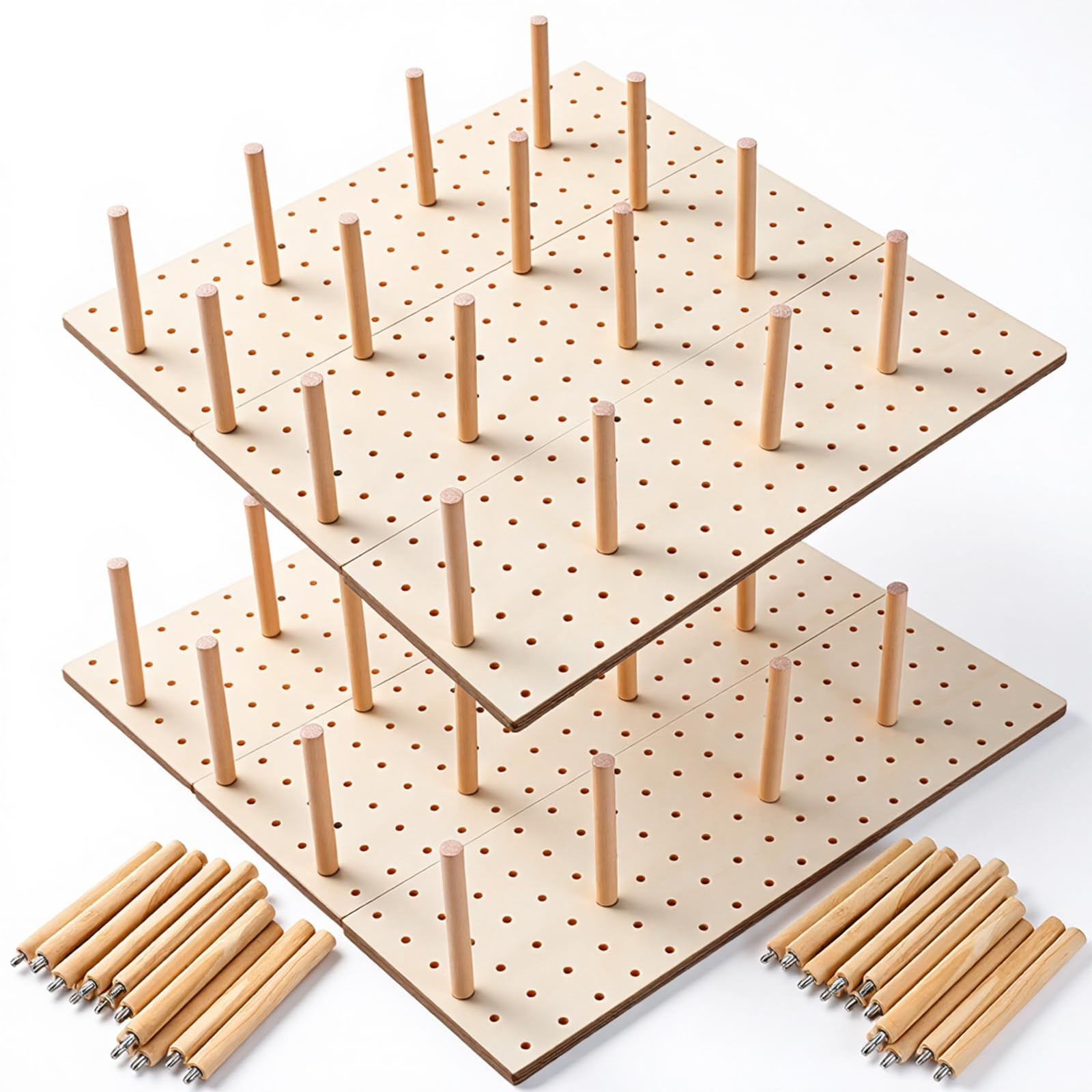 IANFAN 6 Pcs Wood Pegboard Drawer Organizer with 48 Pegs, Wooden Peg Board