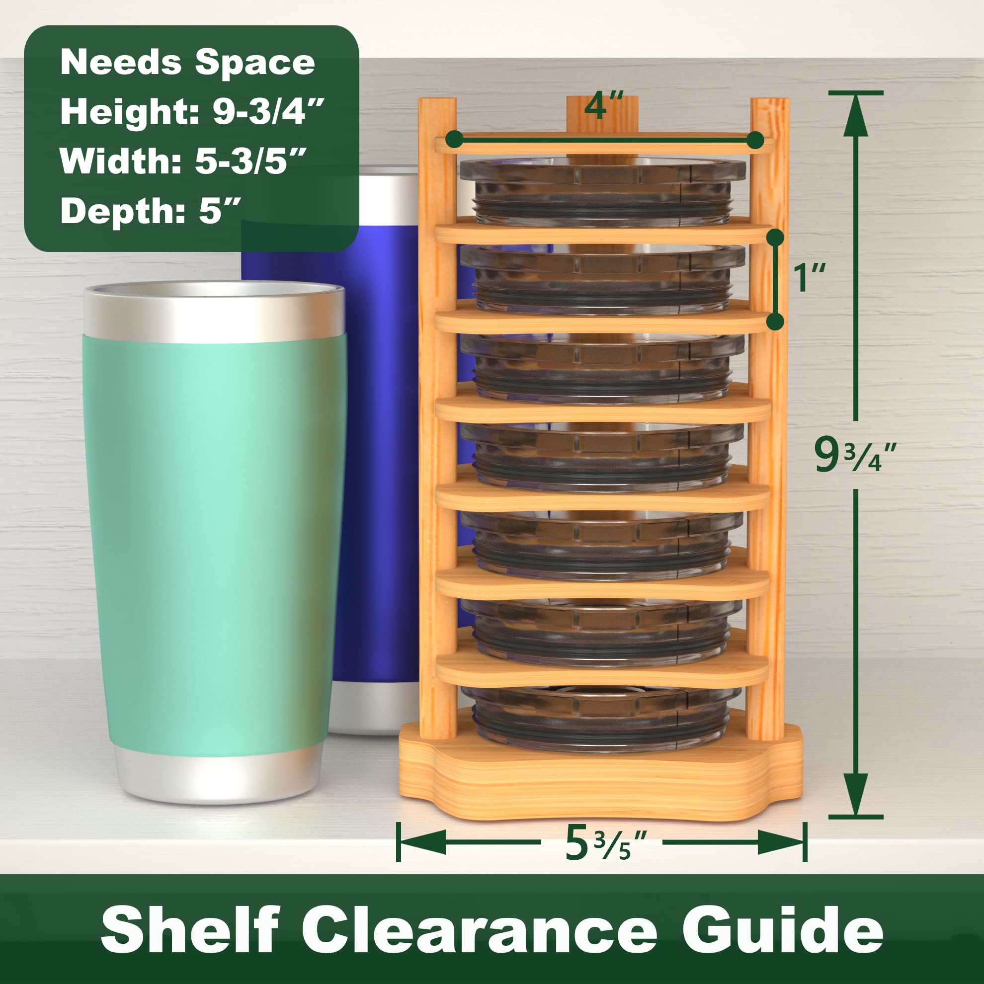 Yajr Tumbler Lid Organizer, Bamboo Cup Lid Organizer For Cabinet, Water Bottle Lid Organizer, Vertical Lid Storage Organization