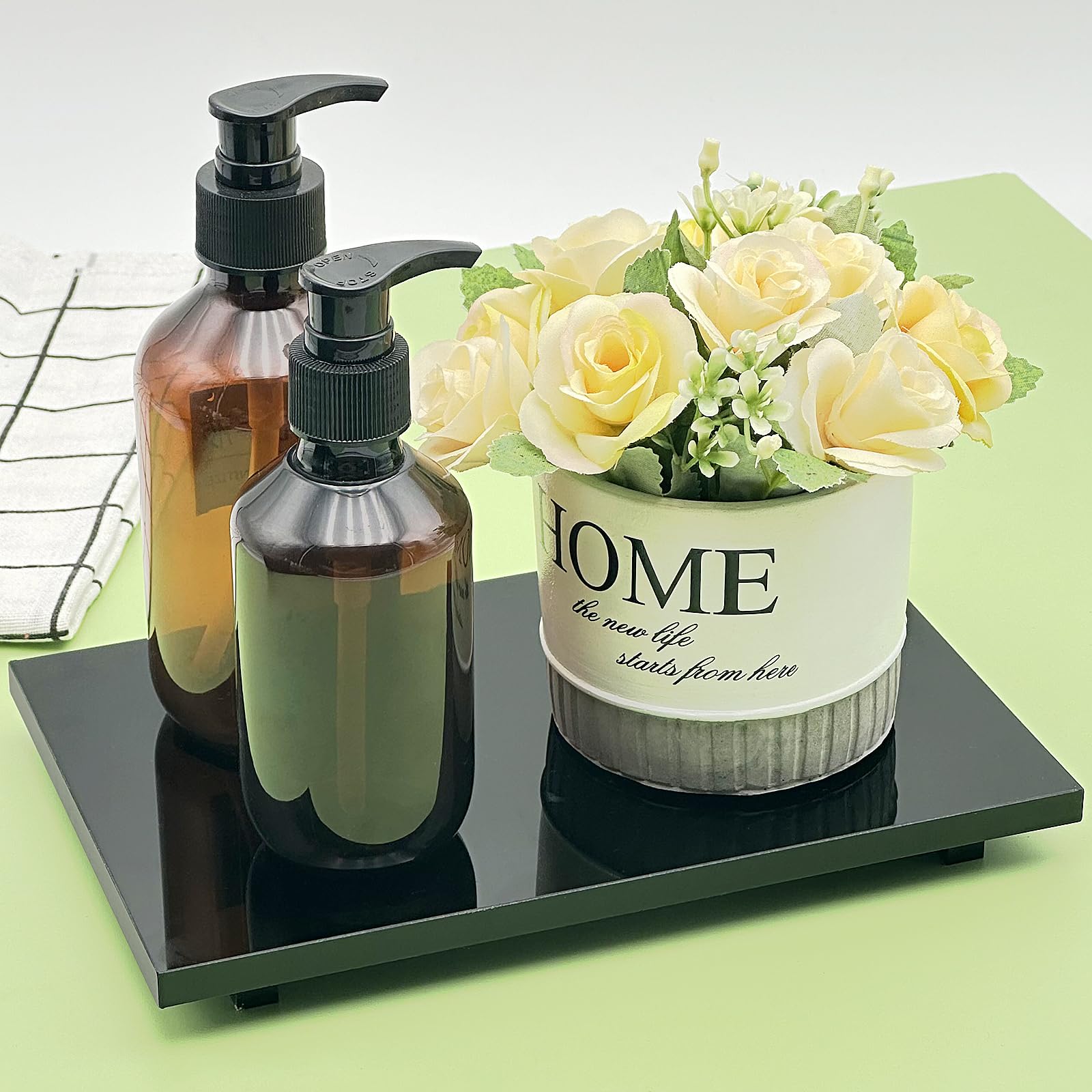 Acrylic Soap Tray, Soap Pedestal Stand Sink Tray, Soap Bottle Riser Stand For Kitchen Bathroom, Black