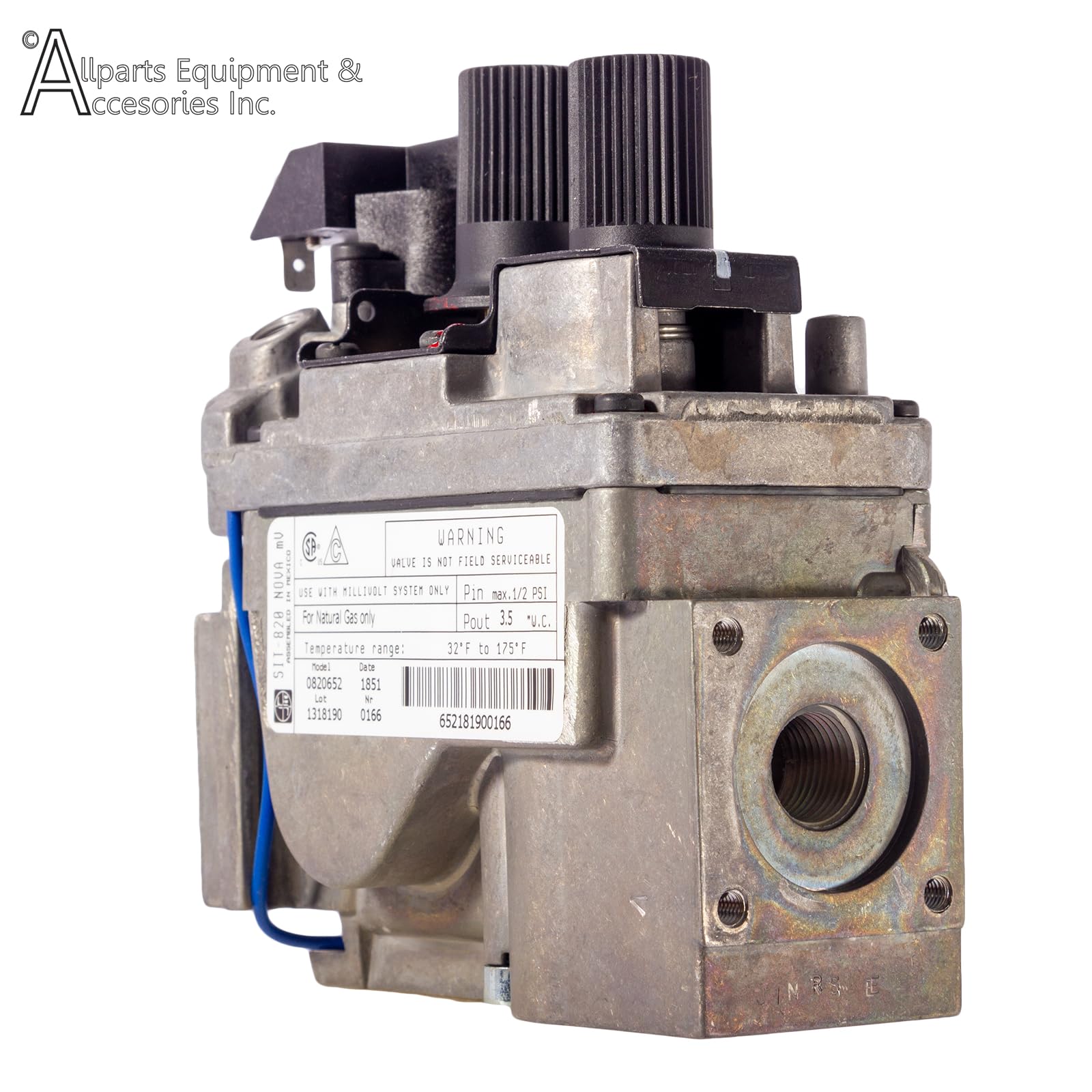 0820652 Sit 820 Nova Mv Natural Gas Replacement Millivolt Gas Valve For Fireplaces, Stoves, And Gas Logs - Replacement Oem Compo