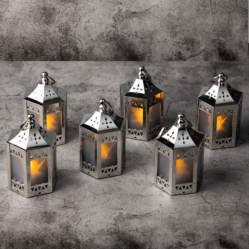 Mini Star Lantern with Flickering LED,Christmas Decorative Party Desktop Decoration Light,Battery Included Indoor Use,Tree Light