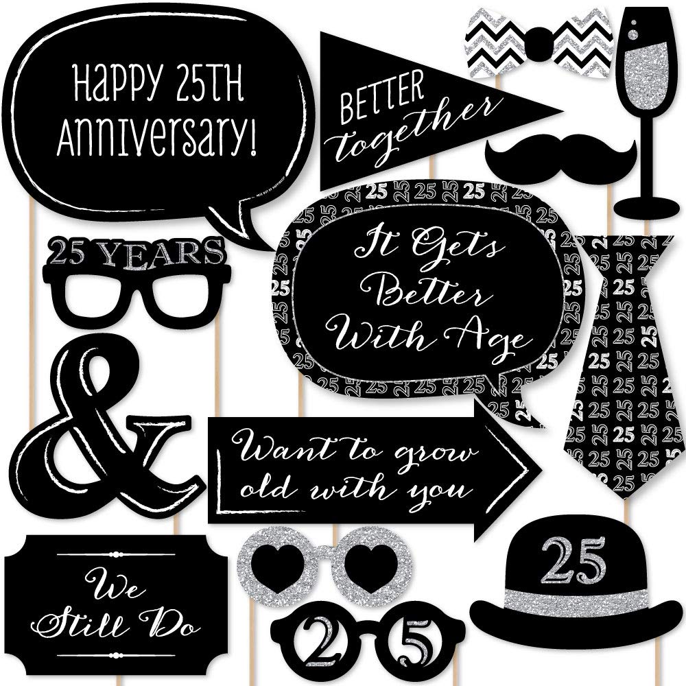 Big Dot Of Happiness We Still Do - 25Th Wedding Anniversary - Anniversary Party Photo Booth Props Kit - 20 Count