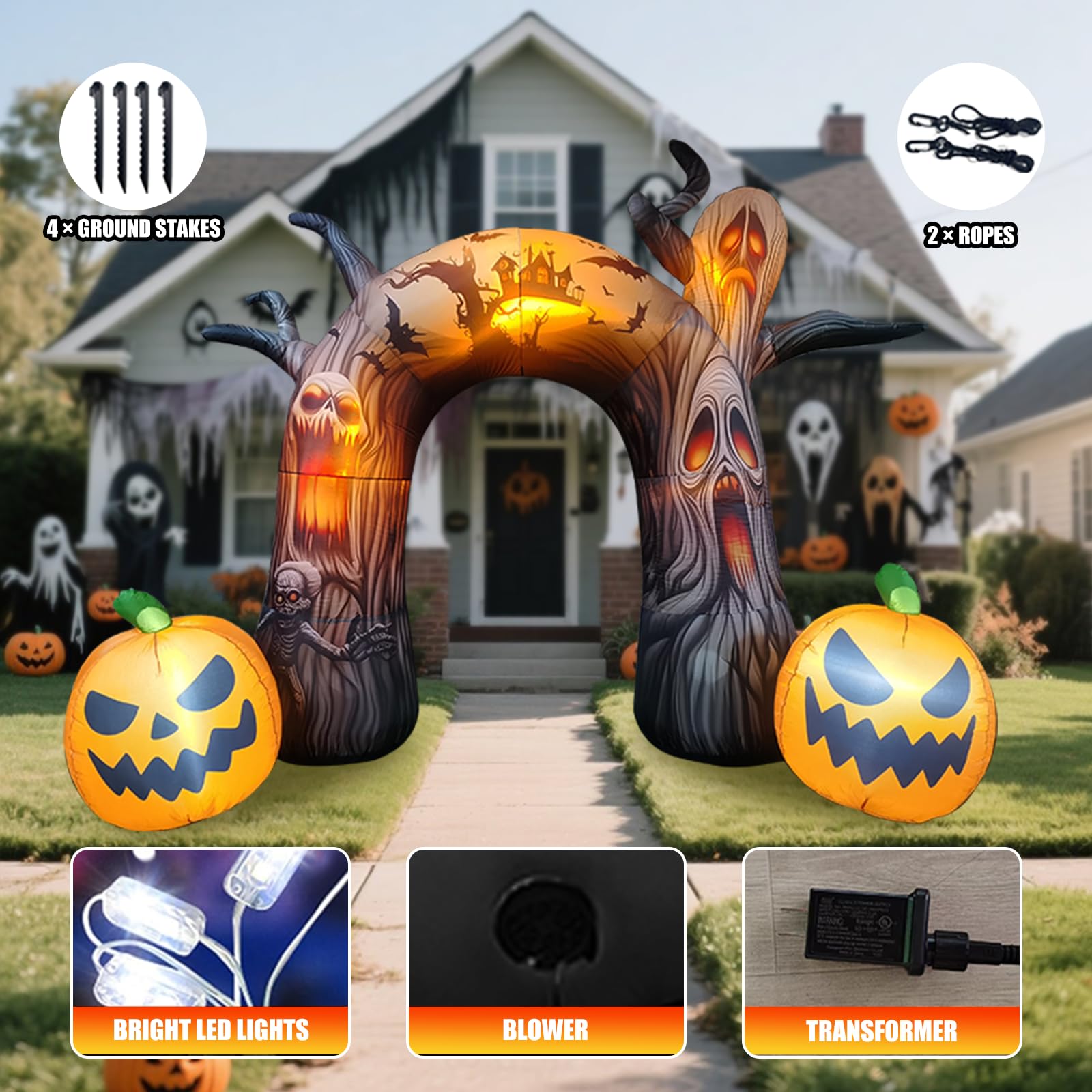 10FT Halloween Arch Inflatable with Built-in LED Lights, Demon Archway Inflatables Decoration, Blow Up Lawn Yard Garden Inflatab