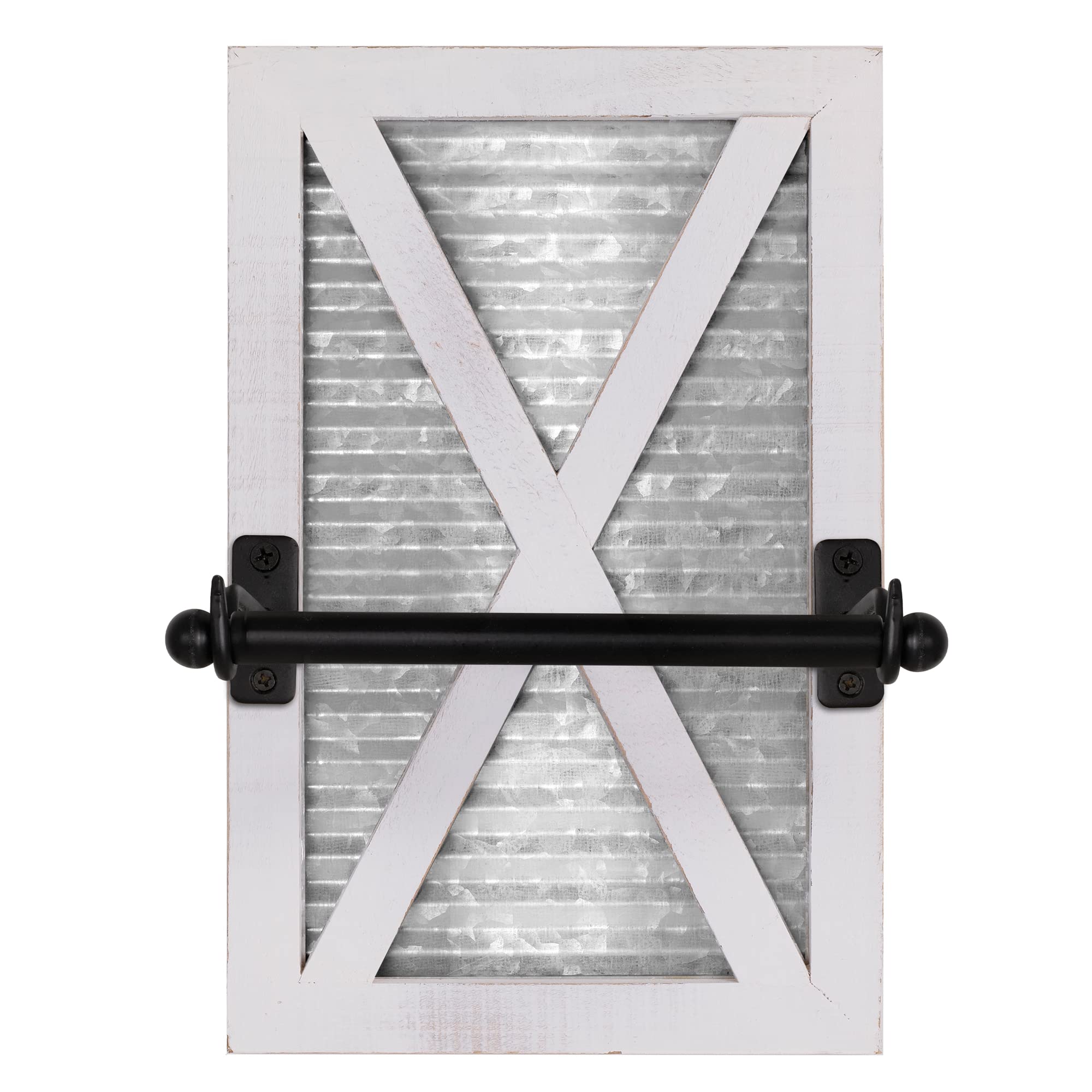 Autumn Alley White Farmhouse Toilet Paper Holder - Farmhouse Bathroom Decorative Accessories Country - White Washed Wood, Corrug