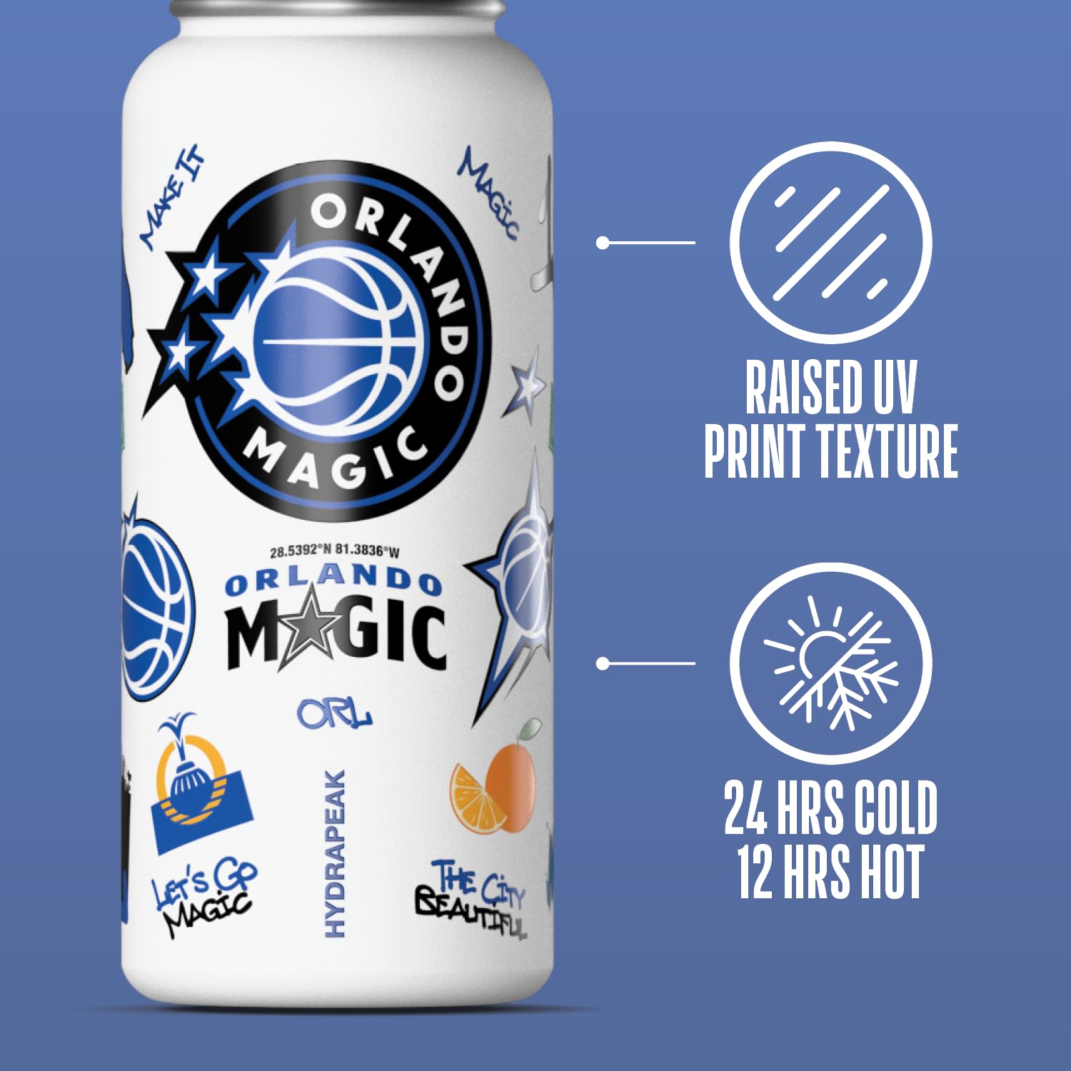 Hydrapeak x NBA Officially Licensed Orlando Magic 32 oz Active Water Bottle with Chug Lid Reusable Stainless Steel Double Wall I