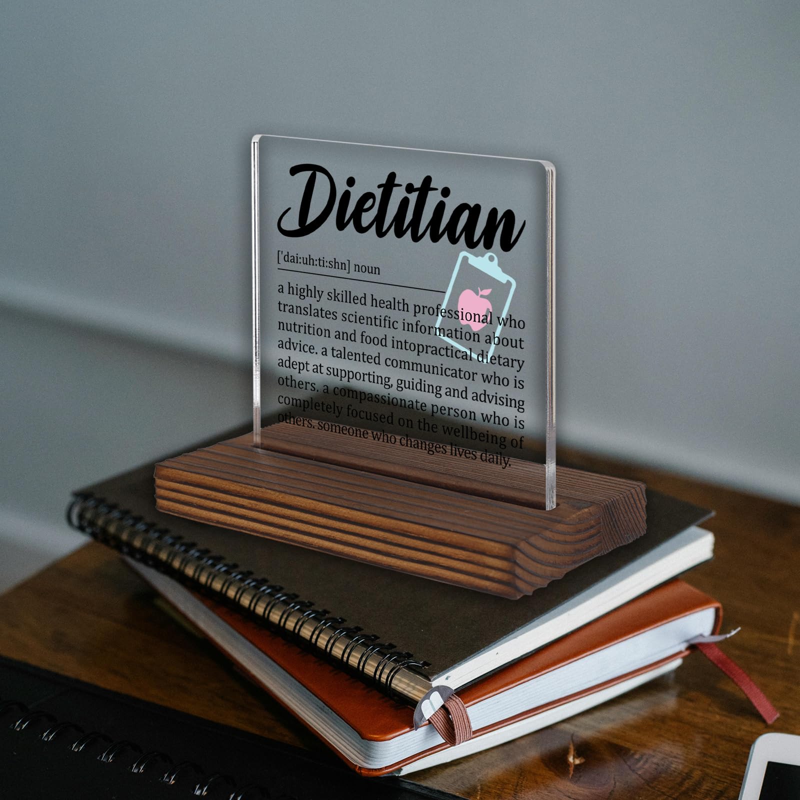 Dietitian Desk Sign Gift for Nutritionists, Thank You Appreciation Plaque for Registered Dietitian Office Decor, Nutritional Cou