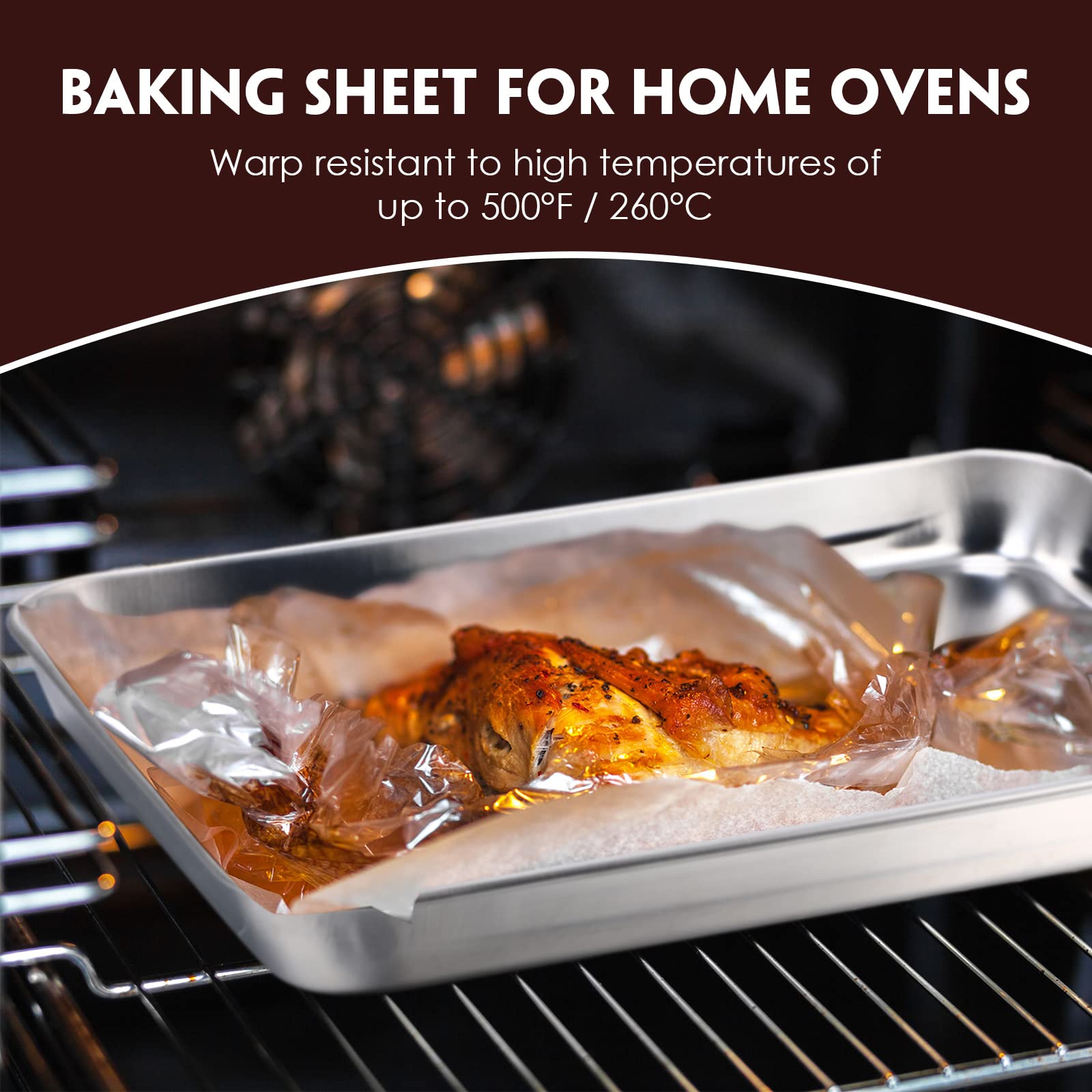 12 Pieces Baking Sheet Pan Cookie Sheet Set For Oven Stainless Steel Small Baking Pan 10 X 8 X 1 Inch Cake Toaster Roasting Meta
