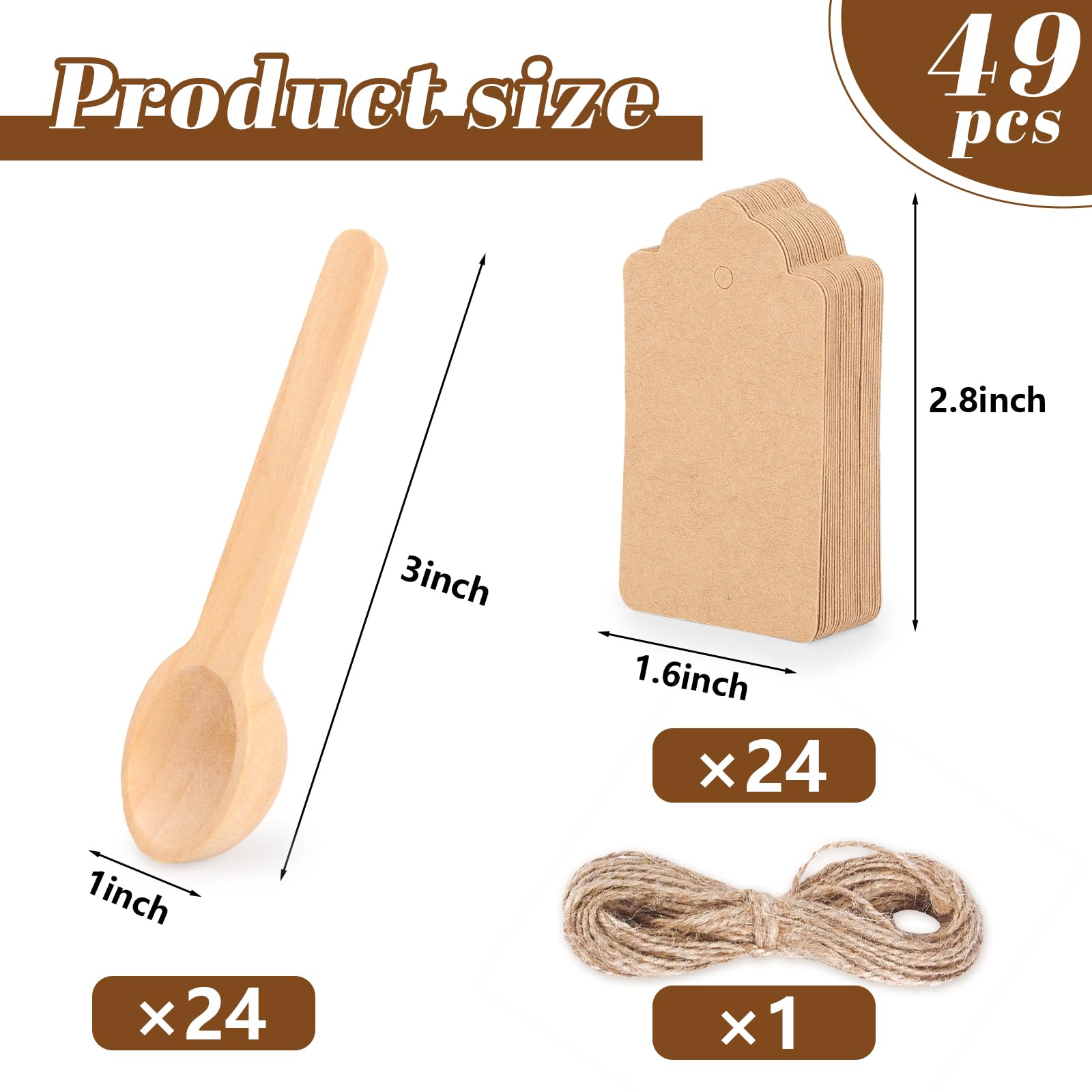 Hansgo Mini Wooden Spoons, 24Pcs Small Wooden Spoons With Tags And Twines Small Spoon For Spice Jars Condiments Honey Sugar Kitc