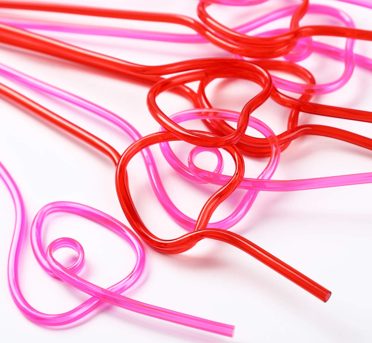 36Pcs Heart Shaped Drinking Straws Krazy Loop - Valentines Day Party Supplies Decorations