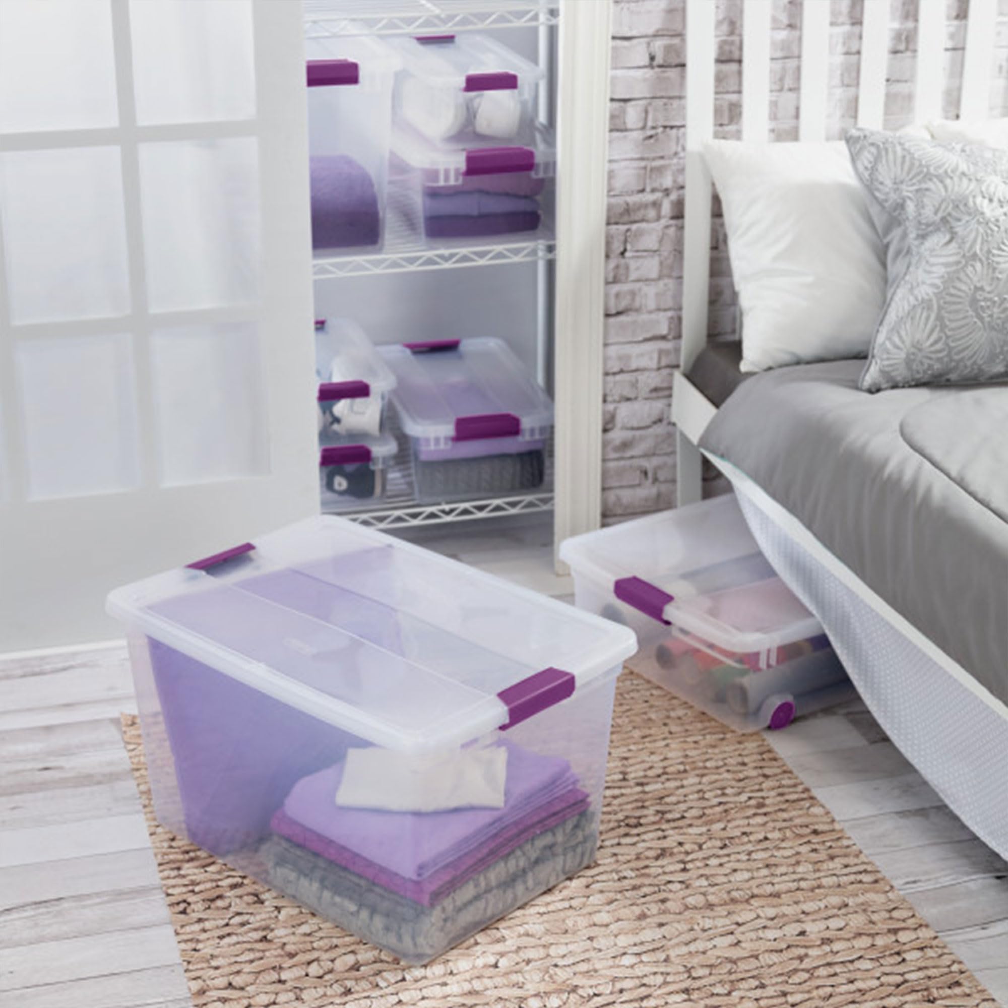 Sterilite 66 Quart ClearView Latch Box - Stackable Organizer Bin, Clear Plastic Storage Container, Model 17571706