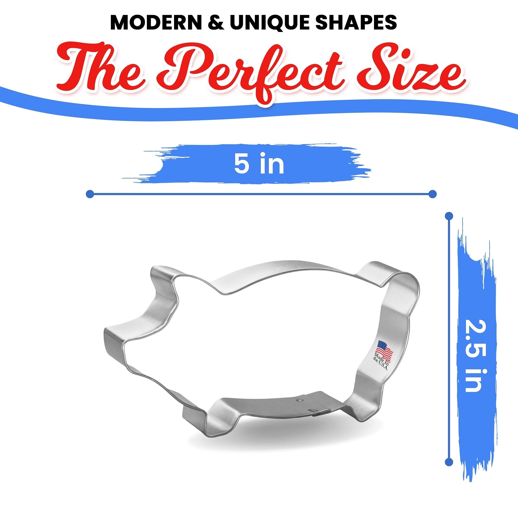 Foose Marranitos Pig Cookie Cutter 5 Inch -Tin Plated Steel Cookie Cutters - Marranitos Pig Cookie Mold