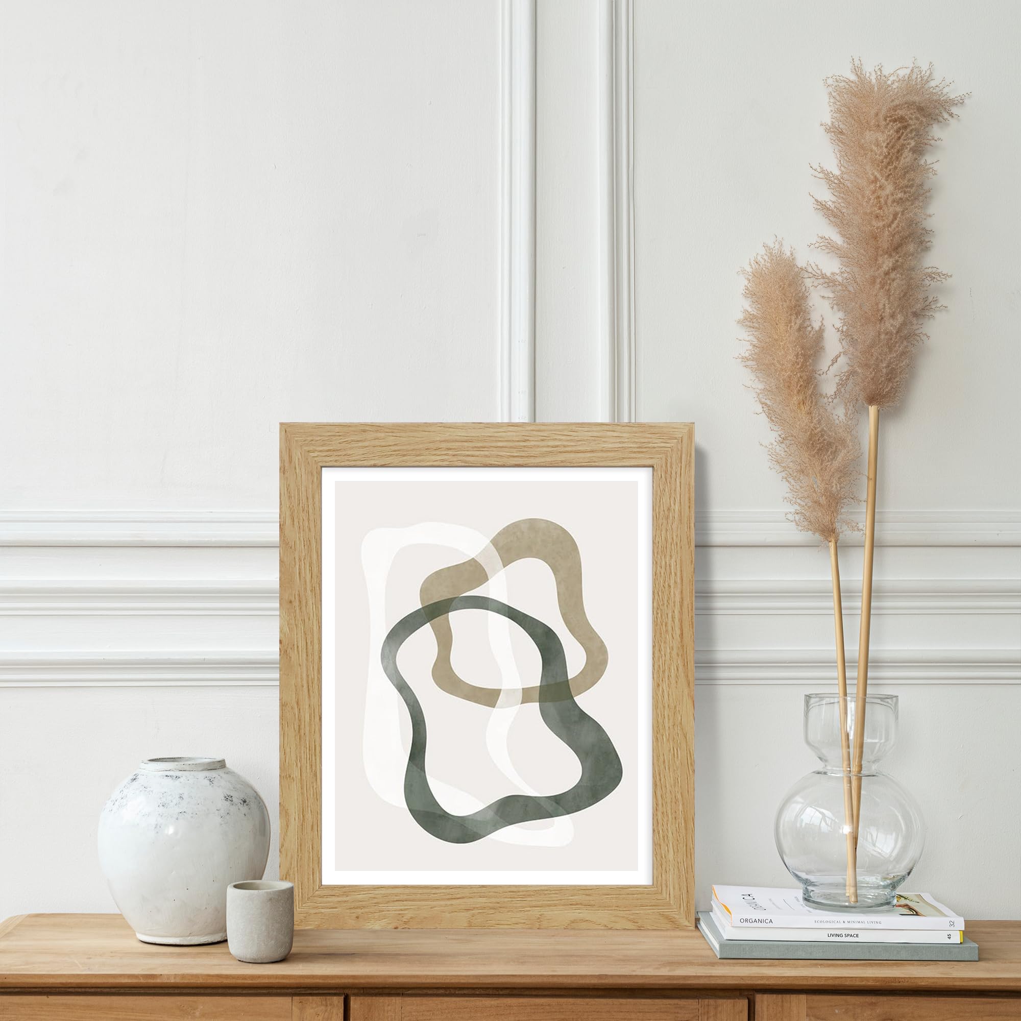 Hongkee 8.5x11 Picture Frame Set of 2, Natural Oak Certificate Document Frames with Glass Collage Frame, Display Pictures Two 5x