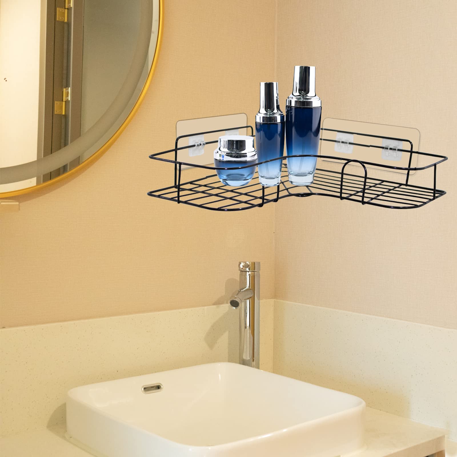 8 Pack Shower Caddy Adhesive For Replacement, Strong Transparent Adhesive For Shower Caddy Sticky Pads, No Drilling For Corner S
