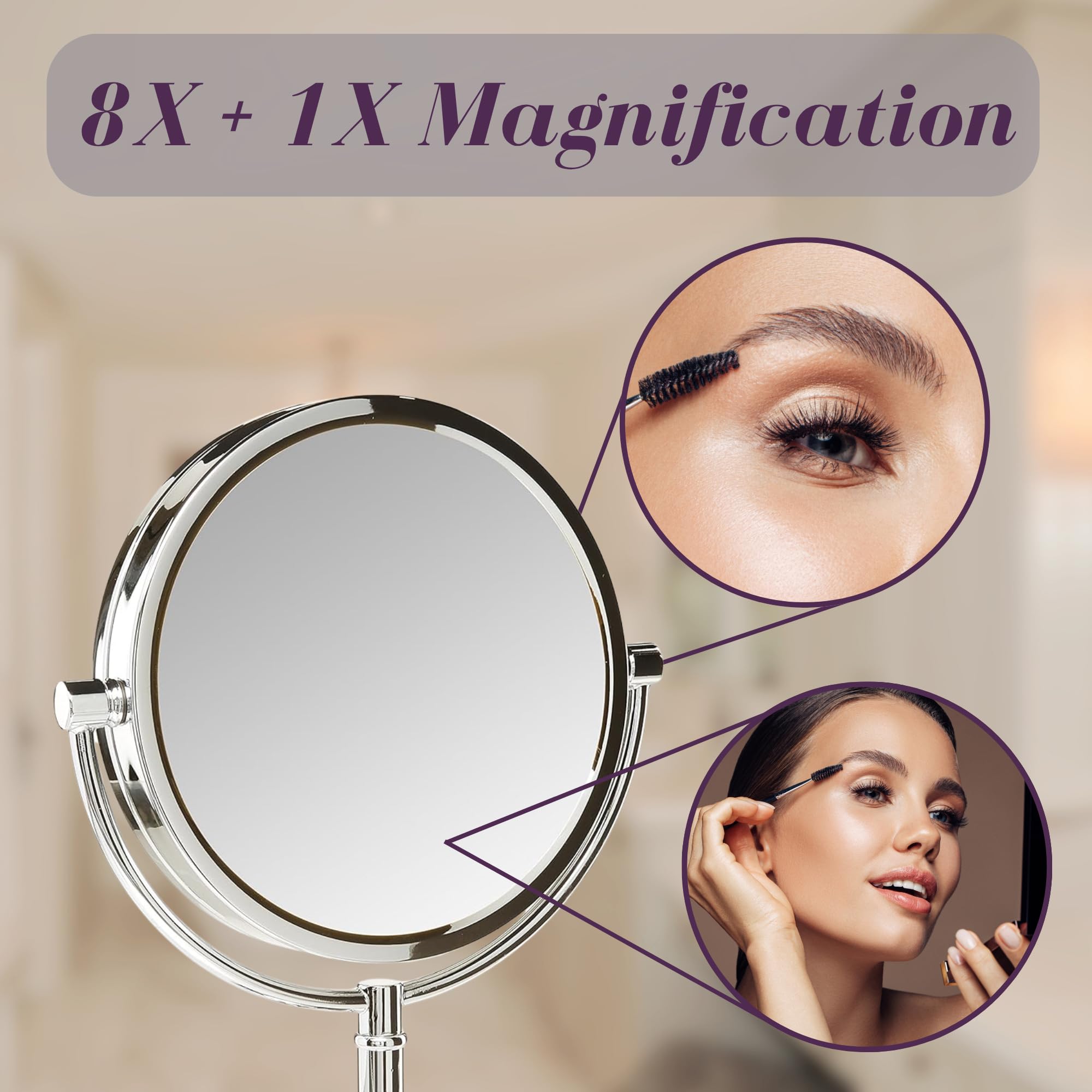 JERDON Lighted Makeup Mirror with Magnification - 1X and 8X Magnification - Chrome Finish - Model HL8808CL