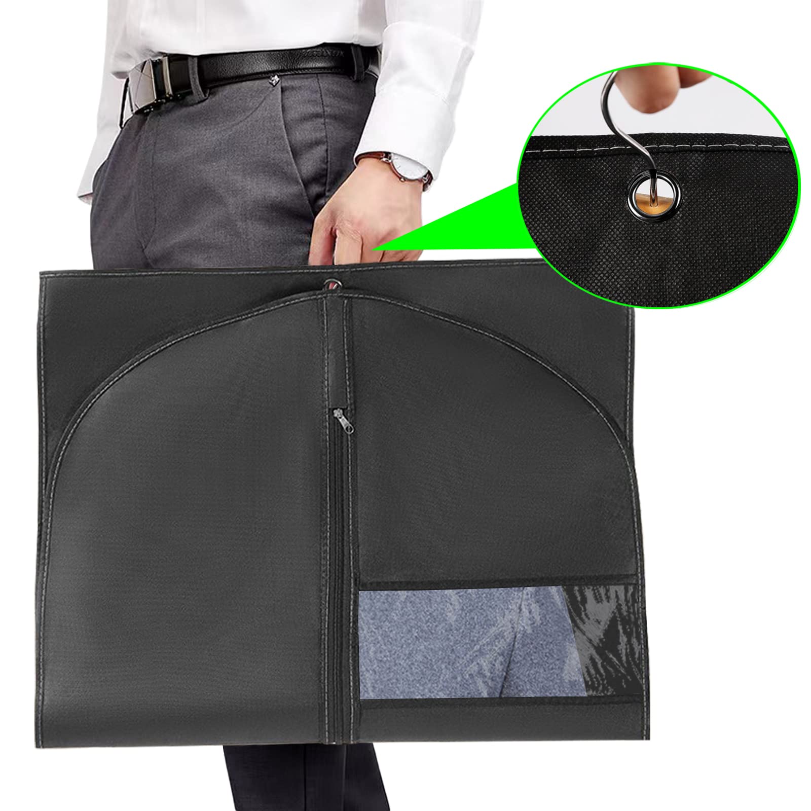 50??Garment Bags for Hanging Clothes (Set of 3) Suit Bags for Closet Storage Suit Cover Bags for Men woman Coat Sweater Dancewear Dress protector bag (Black  50?? ? 24??)