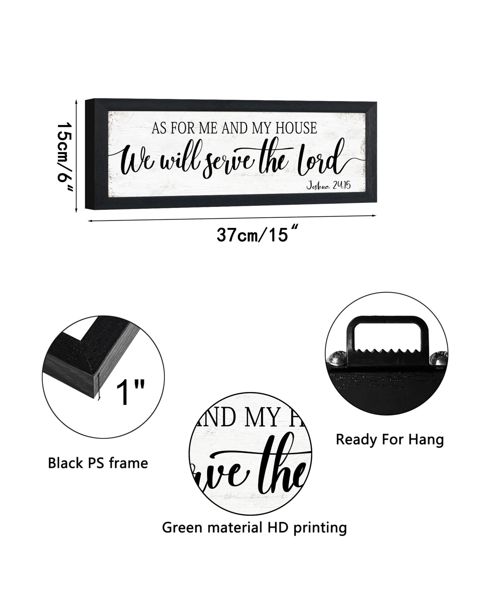 As For Me And My House We Will Serve The Lord Sign: Bible Verse Sign Christian Wall Art Framed Small Plaque Rustic Family Signs