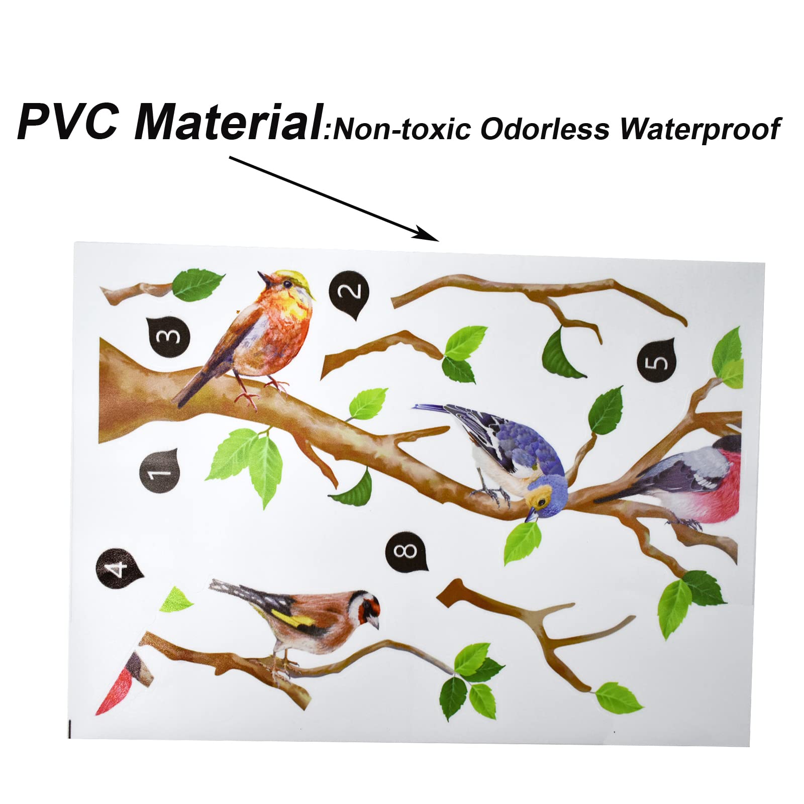 Maydahui Little Birds On Tree Branches Wall Decal Vinyl Wall Sticker (34 X 34 Inch) Removable Peel And Stick Art Murals Decor Fo