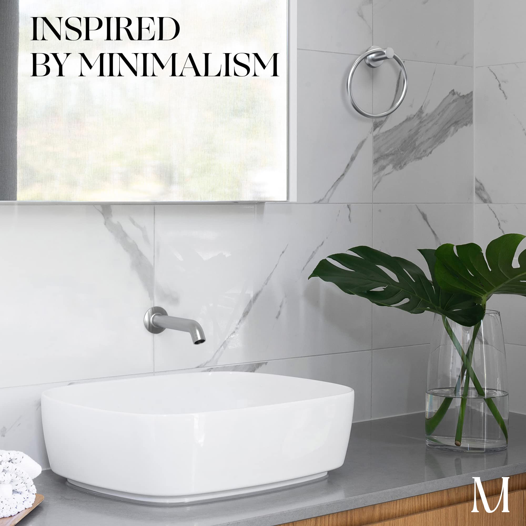 Marmolux Acc Brushed Towel Ring for Bathroom - Hand Towel Holder for Bathroom Wall - SUS304 Stainless Steel Bathroom Towel Rack Hardware Set.