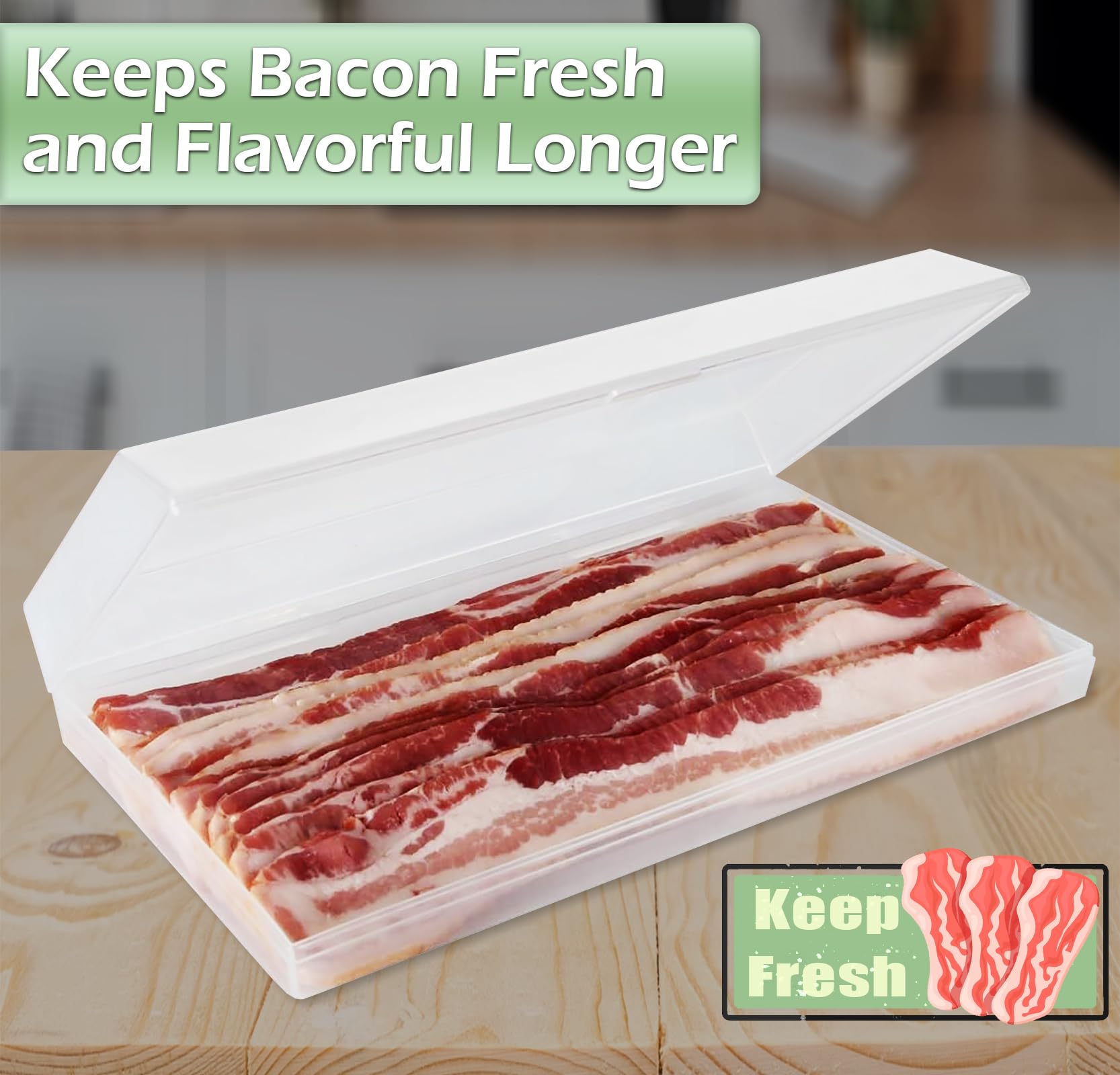 Home-X Bacon Saver  Plastic Bacon Container/Kitchen Meat Saver Storage Container