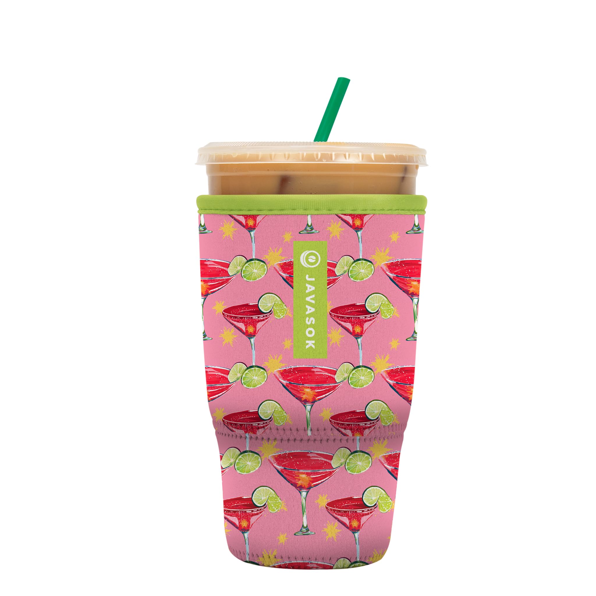Sok It JavaSok Iced Coffee & Cold Soda Insulated Neoprene Cup Sleeve (Lime After Lime, Large: 30-32oz)