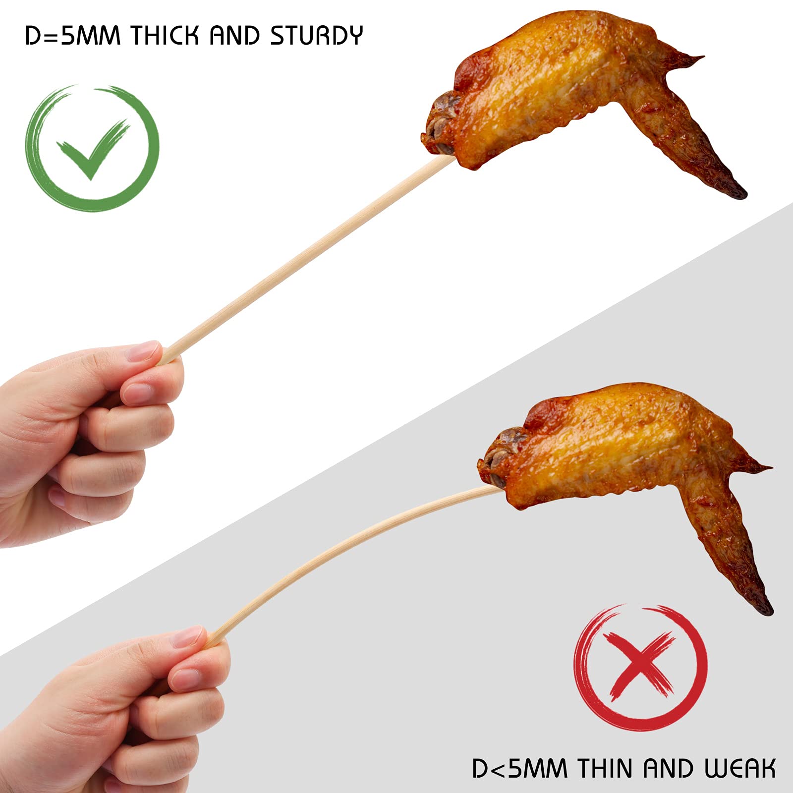 Hansgo Barbecue Skewers, 5 Mm 12 Inch Natural Kabob Sticks Best For Grill, Bbq, Kebab Or Fruit Sticks, 70Pcs