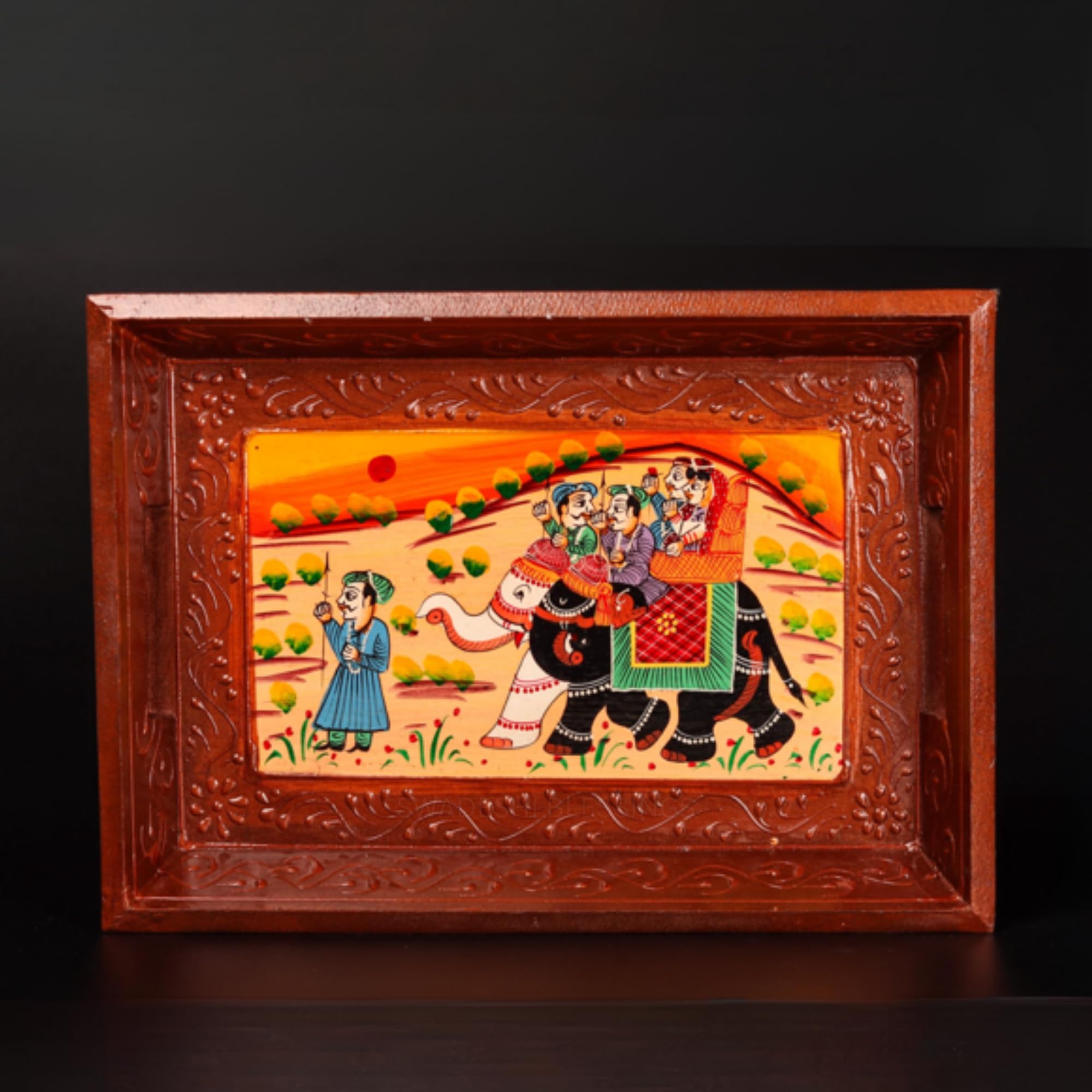 Swadeshi Blessings Wooden Serving Tray- Handcrafted & Hand-Painted For Kitchen/Table & Home Decor/Dinning/Gifts/Restaurants/Livi