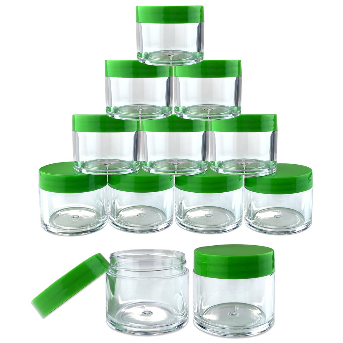 Beauticom 12 Piece 1 Oz. Usa Acrylic Round Clear Jars With Flat Top Lids For Creams, Lotions, Make Up, Cosmetics, Samples, Herbs