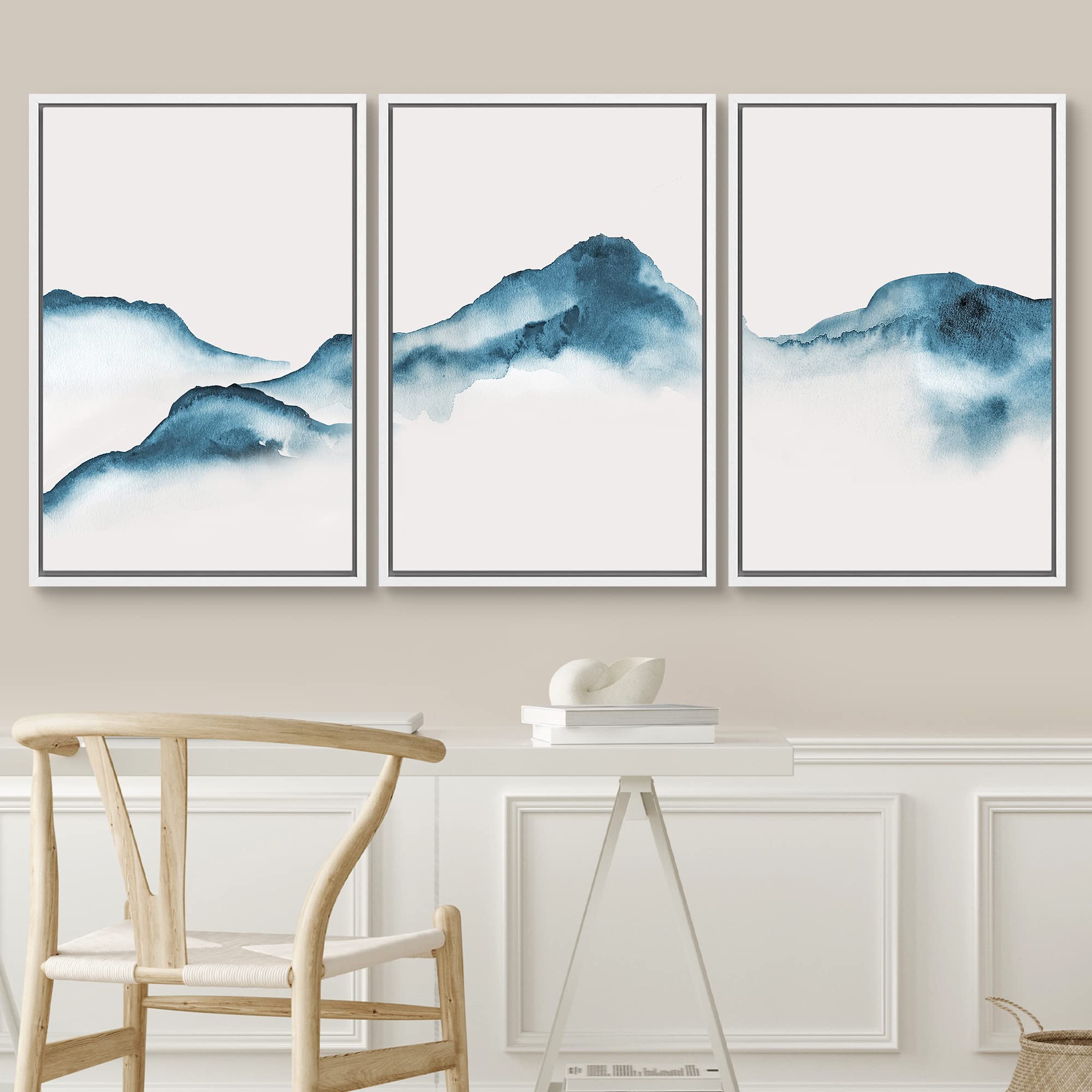 Signwin 3 Piece Framed Canvas Wall Art Abstract Mountaincanvas Prints Home Artwork Decoration For Living Room,Bedroom - 24''X36'