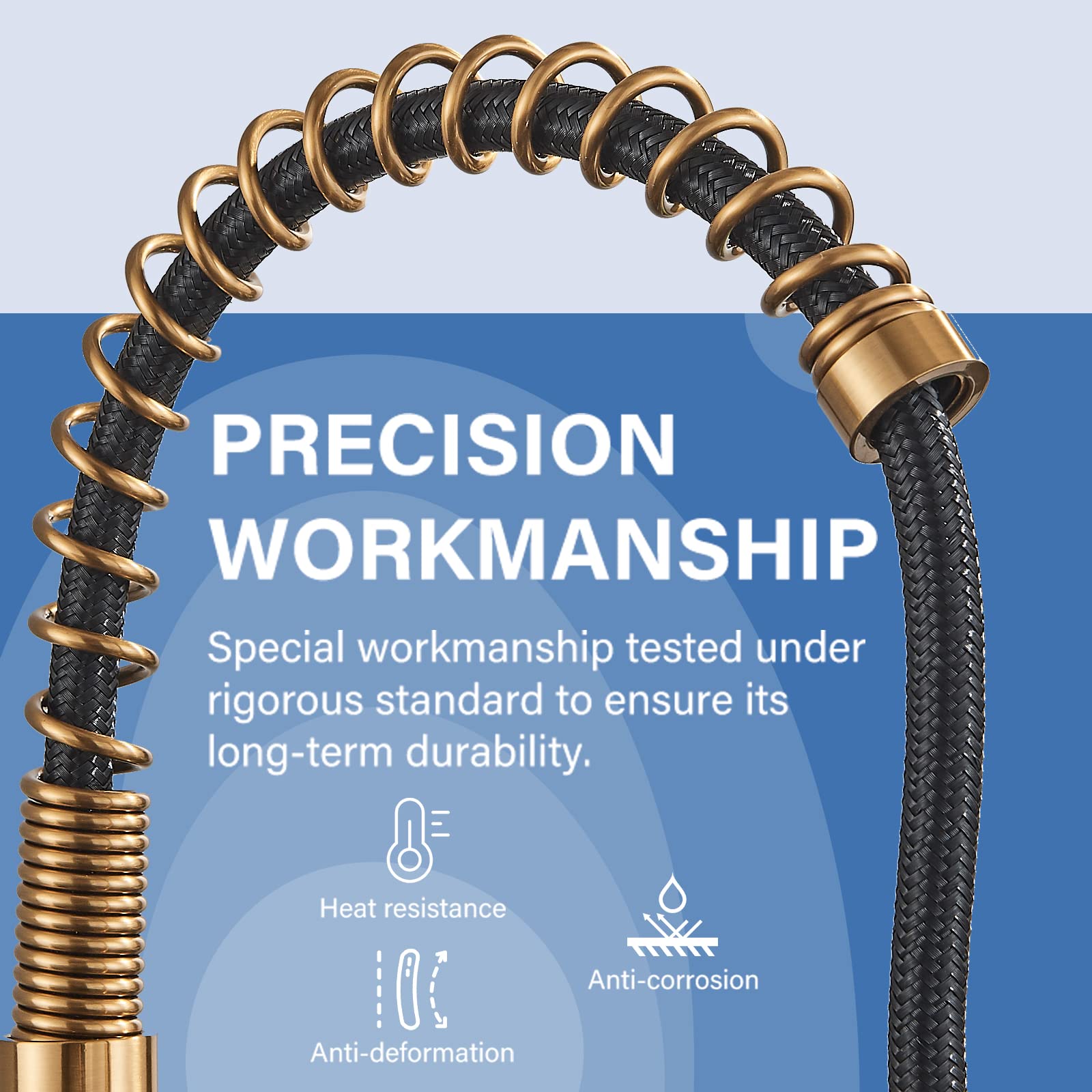 Danpiang Gold Kitchen Faucet,Commercial Stainless Steel Single Handle Pull Down Kitchen Sink Faucet With Deck Plate,Brushed Gold