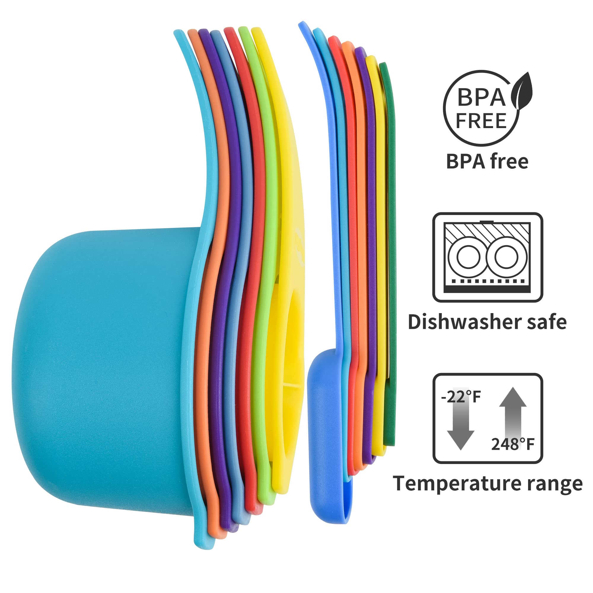 Spuvgvc Plastic Measuring Cups And Spoons Set,Black Dry Measuring Cups Set With Spout And Leveler For Kitchen And Baking, Bpa Fr