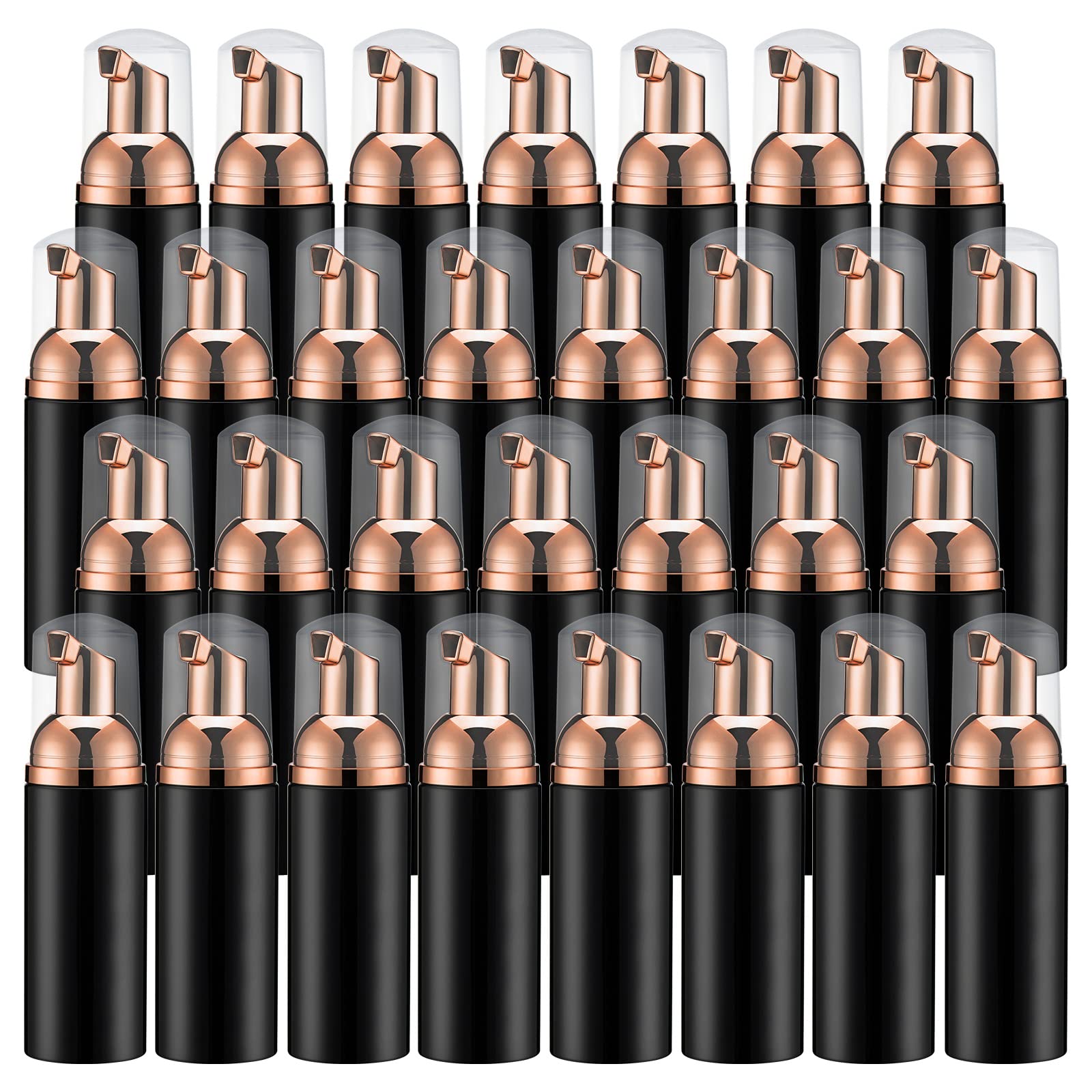 2Oz Foam Pump Bottle (30Pcs) Empty Travel Foaming Dispenser For Hand Soap, Lash Cleanser, Shampoo (60Ml, Rose Gold &Black