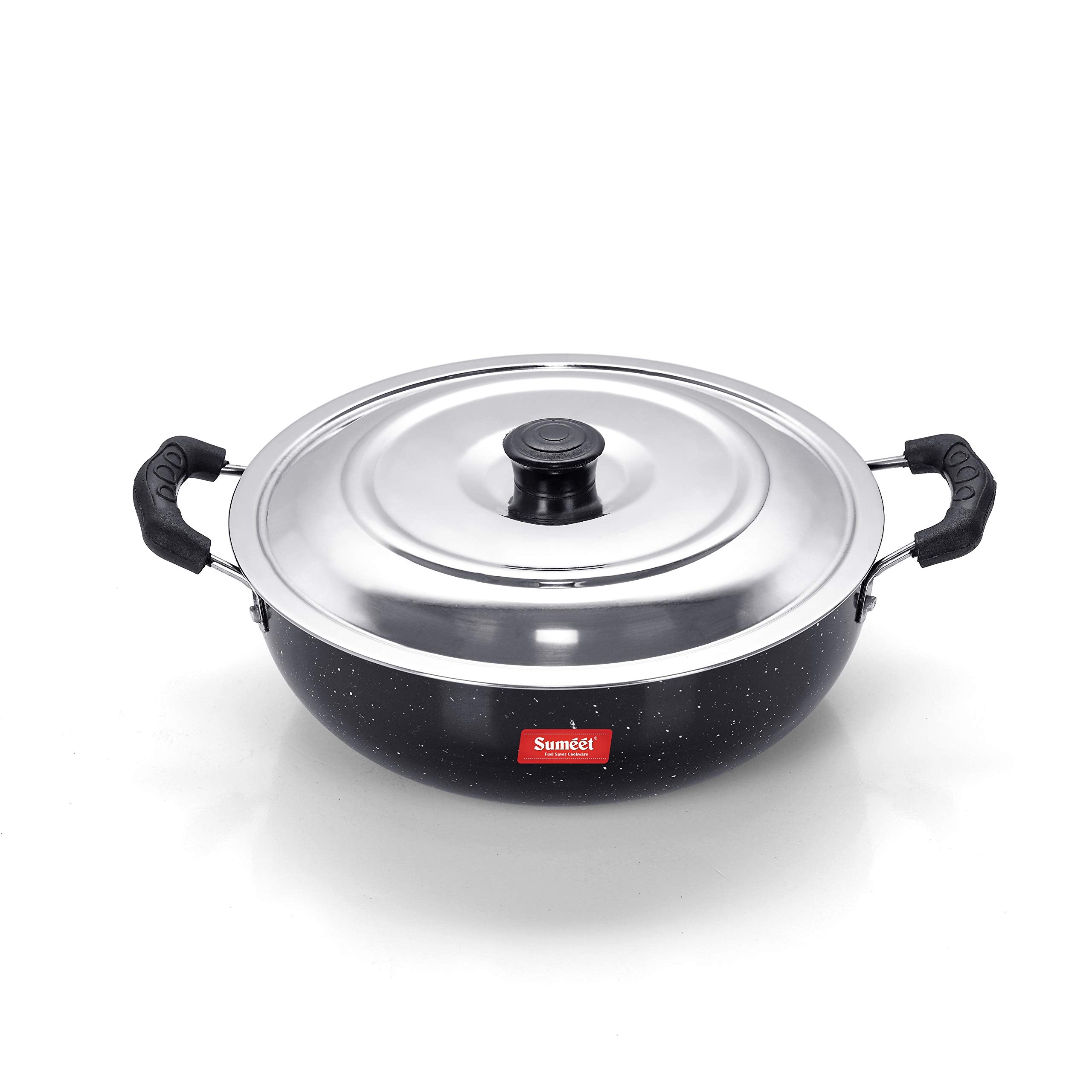 Sumeet Aluminium Nonstick Sparkle Induction Kadhai With Lid - 2Ltr - 22 Cm Dia (Black)