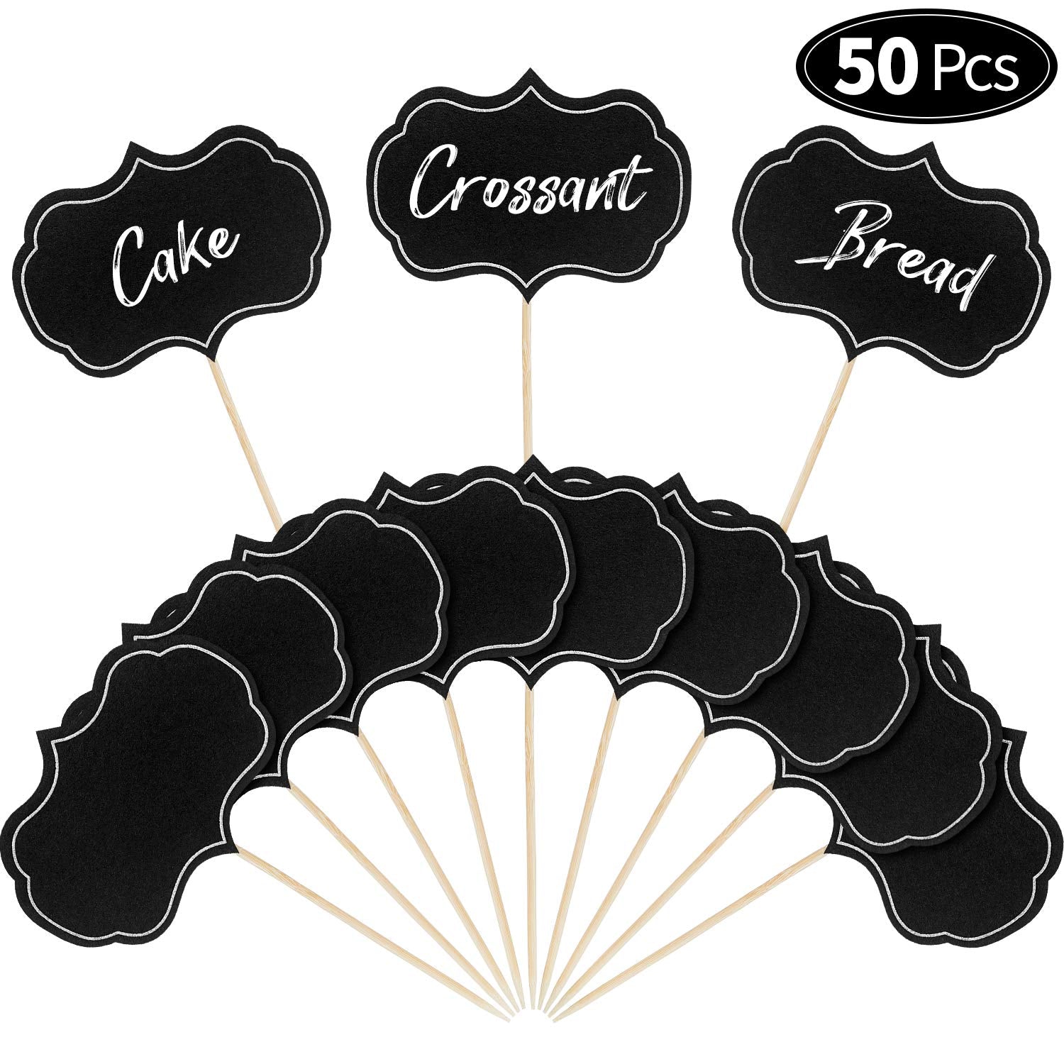 50 Pieces Cheese Markers For Charcuterie Board Buffet Labels Food Tags Blank Toothpick Flags Appetizer Signs Chalkboard Cupcake