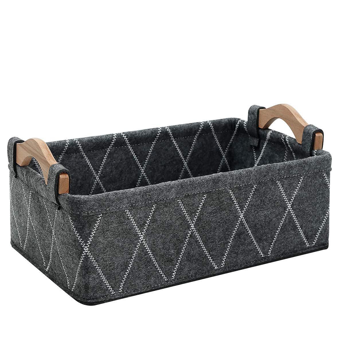 KWLET Small Baskets Fabric Bin Felt Empty Gift Basket Nursery Organizer for Makeup Cosmetics Underwear Socks Bra Collapsible Bas