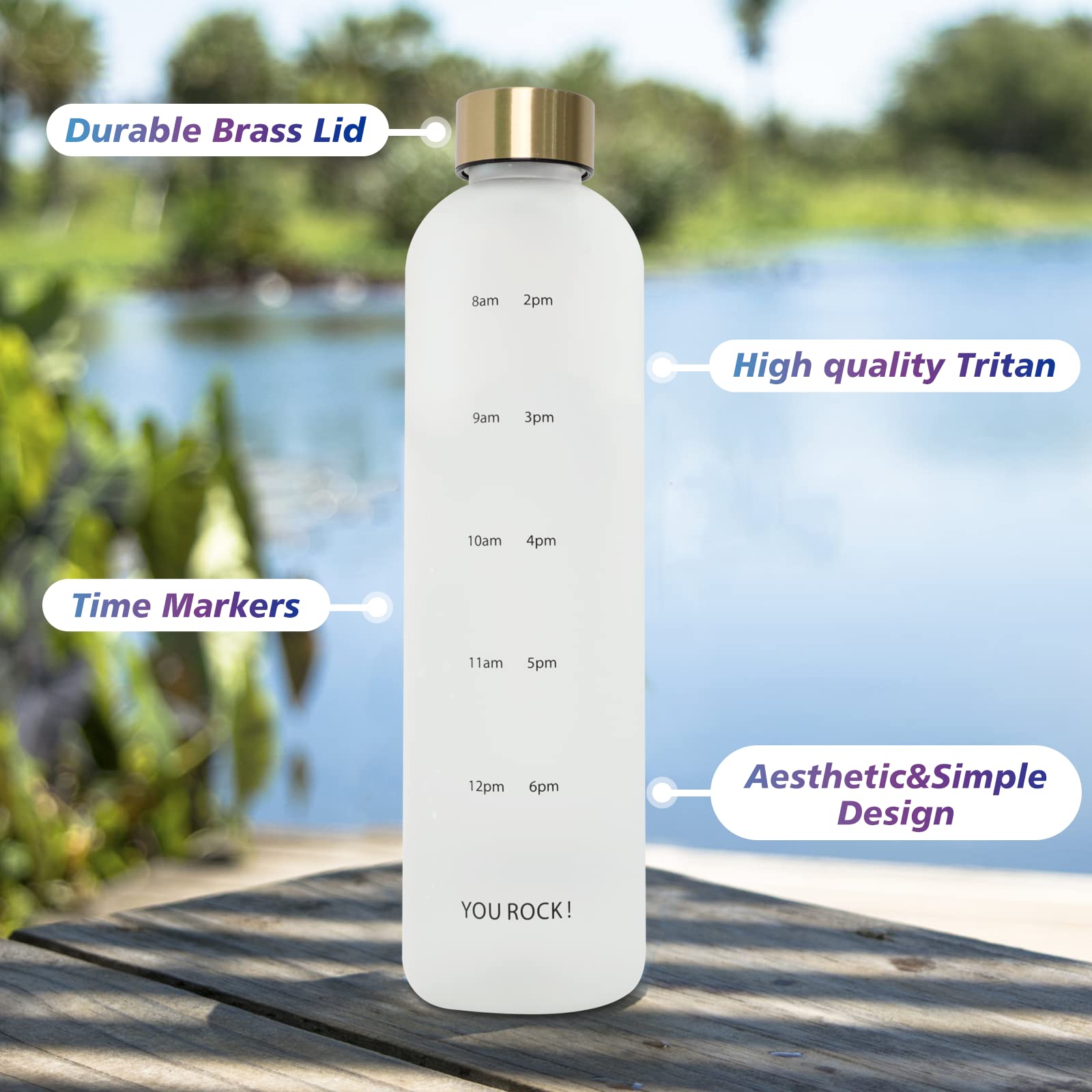 Zakvop 32Oz Water Bottle With Times To Drink, Lightweight Motivational Water Bottle With Time Marker, Bpa Free Reusable Water Bo
