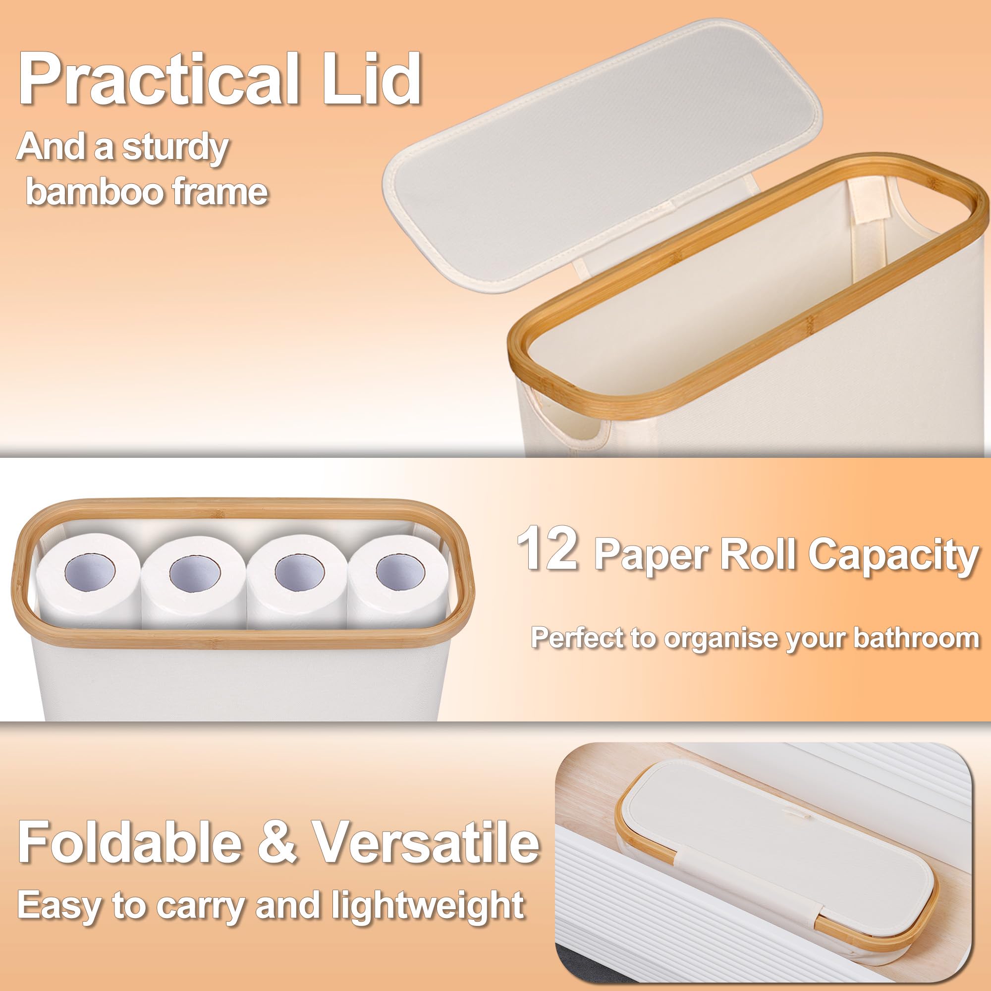 Efluky Toilet Paper Storage 28L, Toilet Paper Basket With Lid For Bathroom Storage, Toilet Paper Organizer, Free Standing Toilet