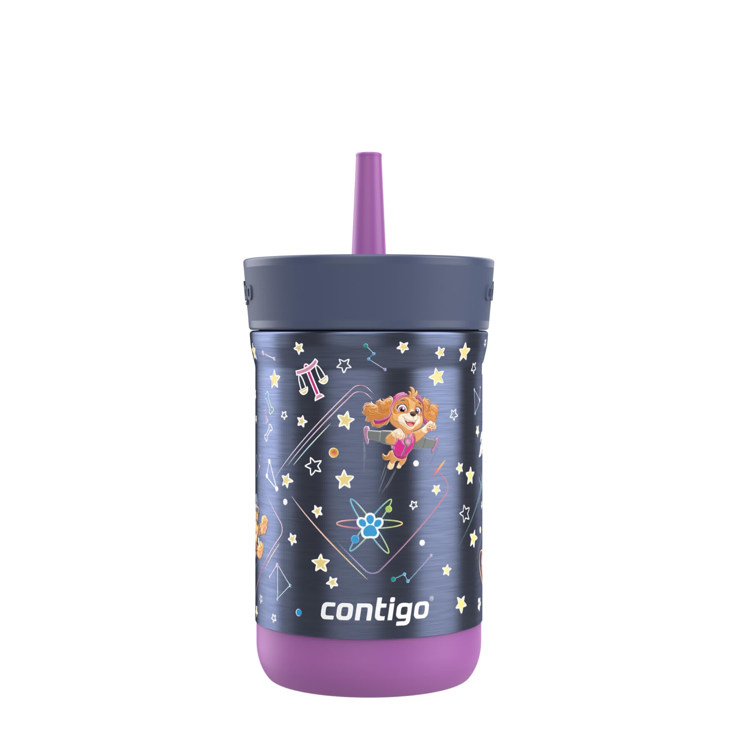 Contigo Kids Leighton Spill-Proof Stainless Steel Paw Patrol Tumbler with Straw, 12oz, Space Zodiac, Purple