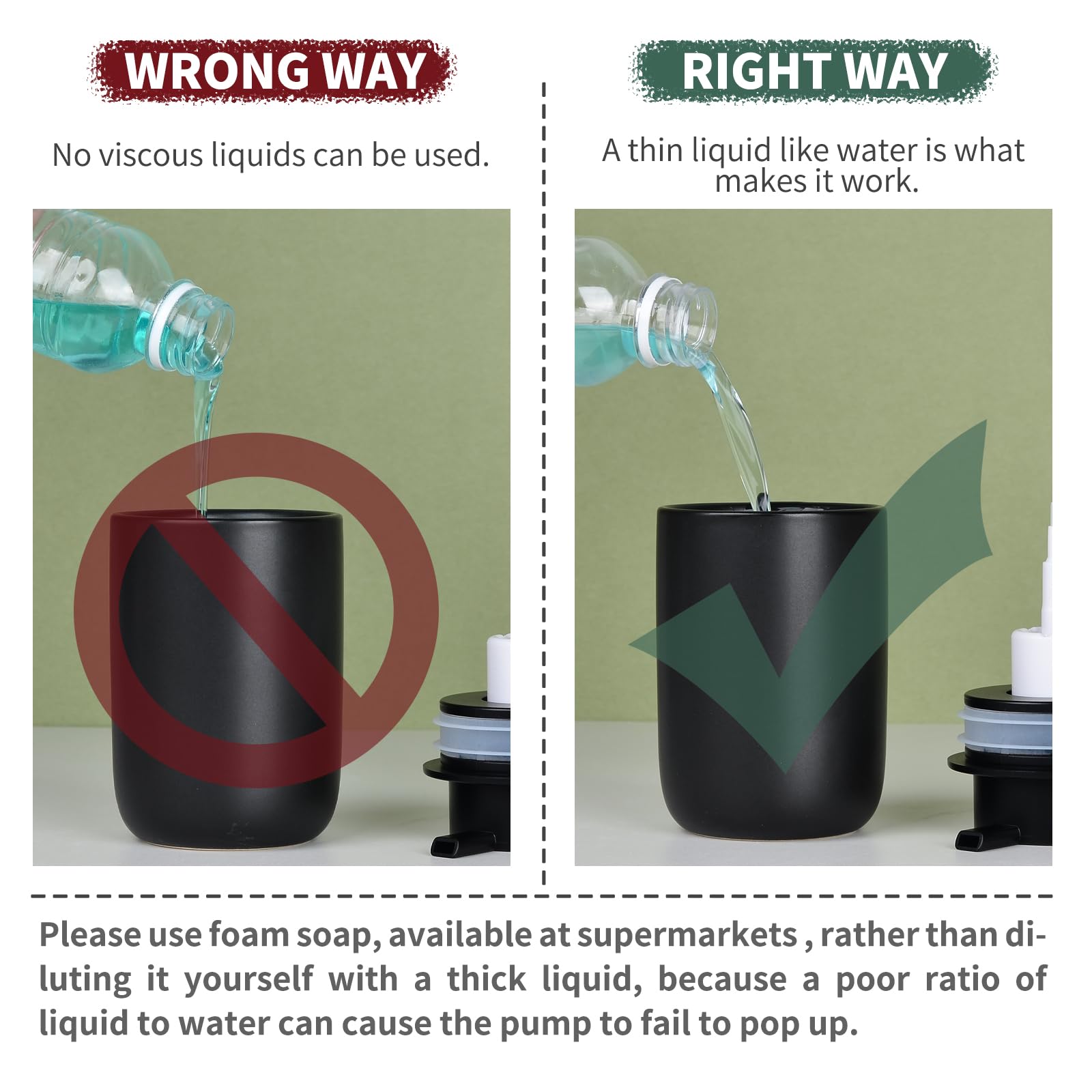 Bosilunlife Foaming Soap Dispenser Set - Black Ceramic Foam Hand Soap Dispenser 12Oz Soap Dispenser Set With Rust Proof Pump, 4P