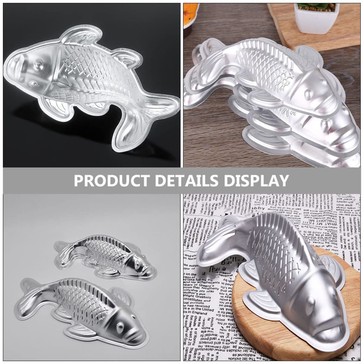 Alipis Steamed Bakeware Birthday Mould Dessert Pan Baking Diy Tin Easter Fondant Carp Alloy Shape Favor Taiyaki Aluminum Wedding